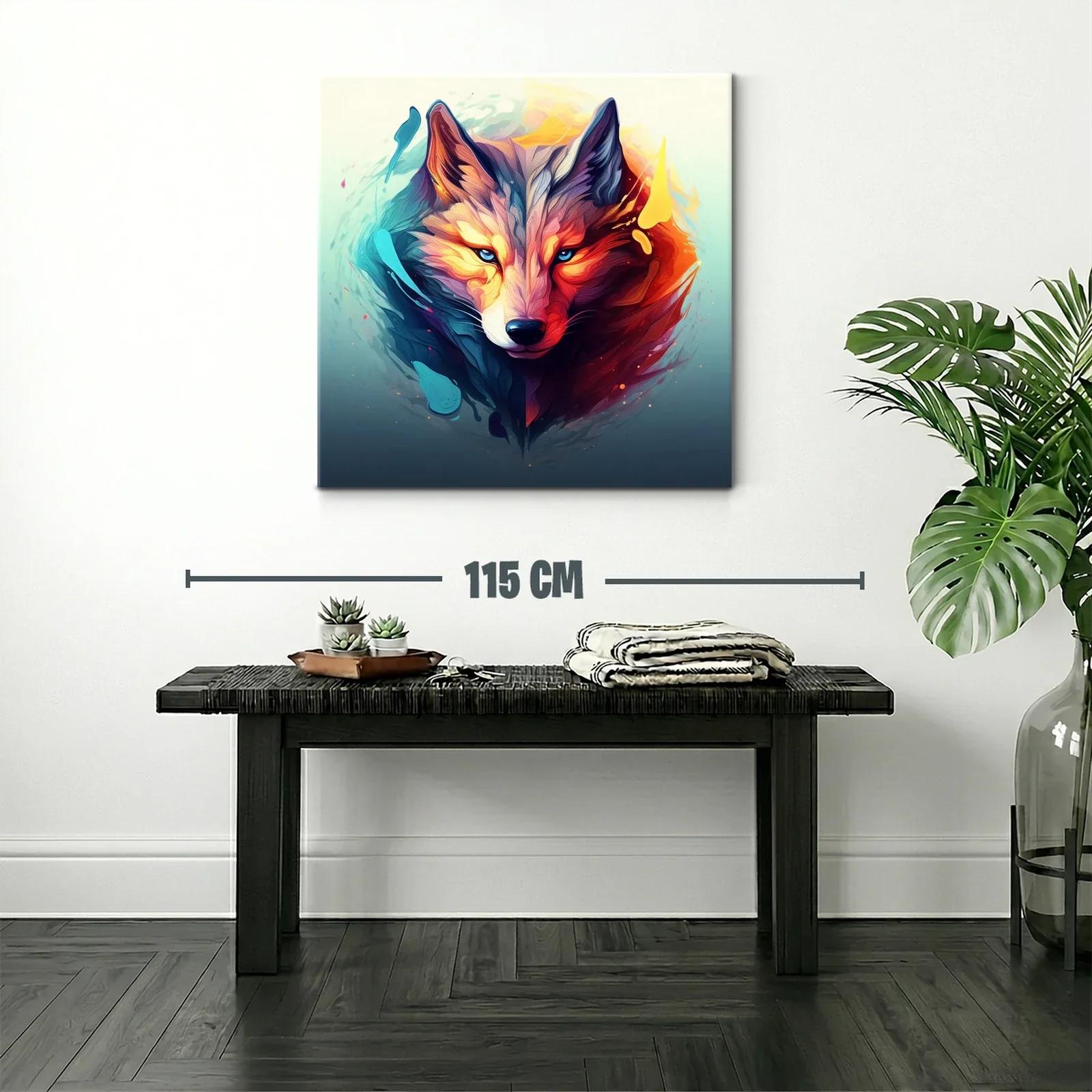 Retrato vibrante de lobo con contraste de fuego y hielo — miniatura 2