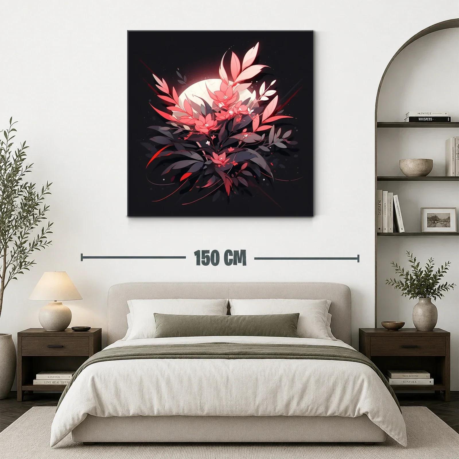 Cuadro floral luminoso con contraste en tonos rojos y negros — miniatura 3