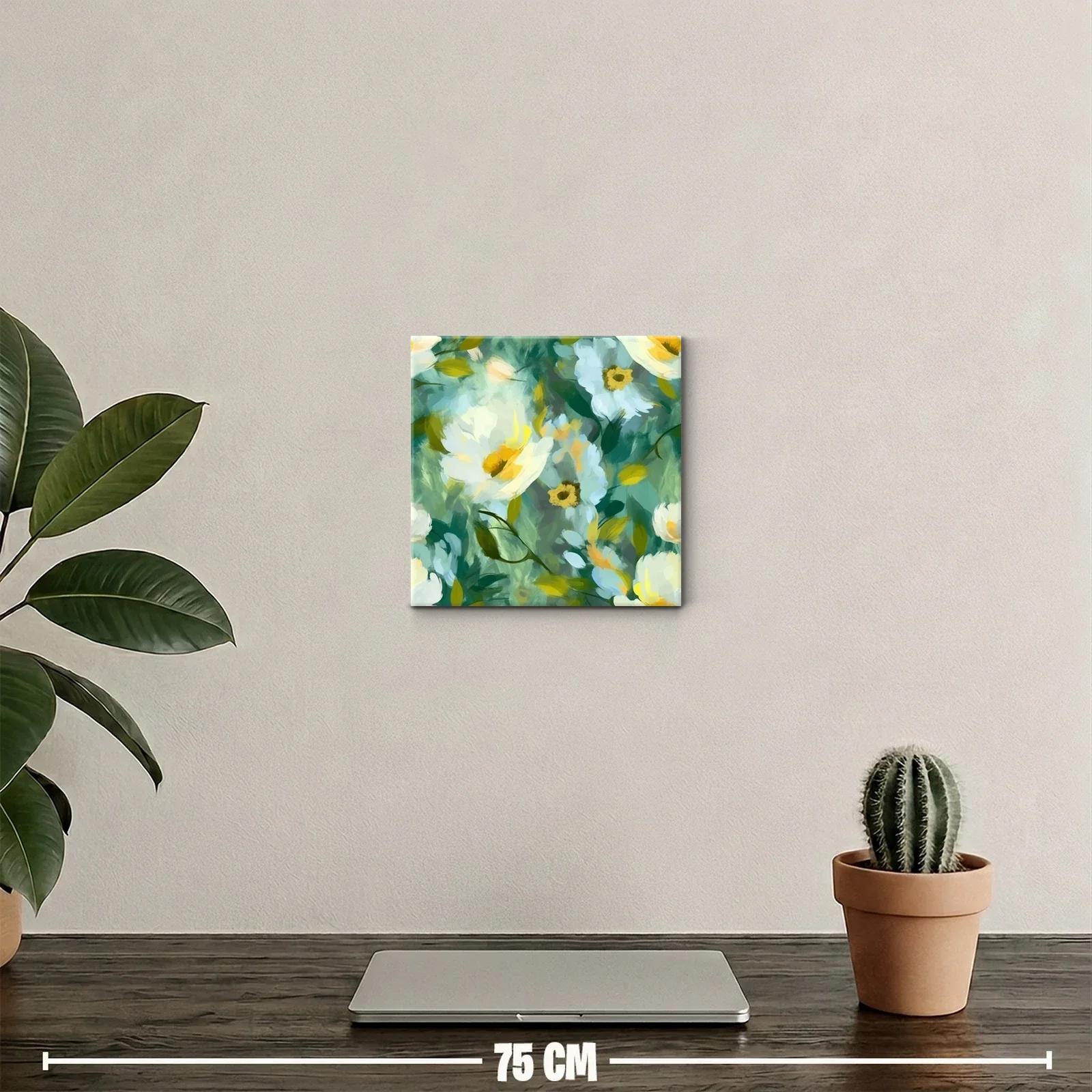 Cuadro floral con tonos verdes y amarillos vibrantes — miniatura 2