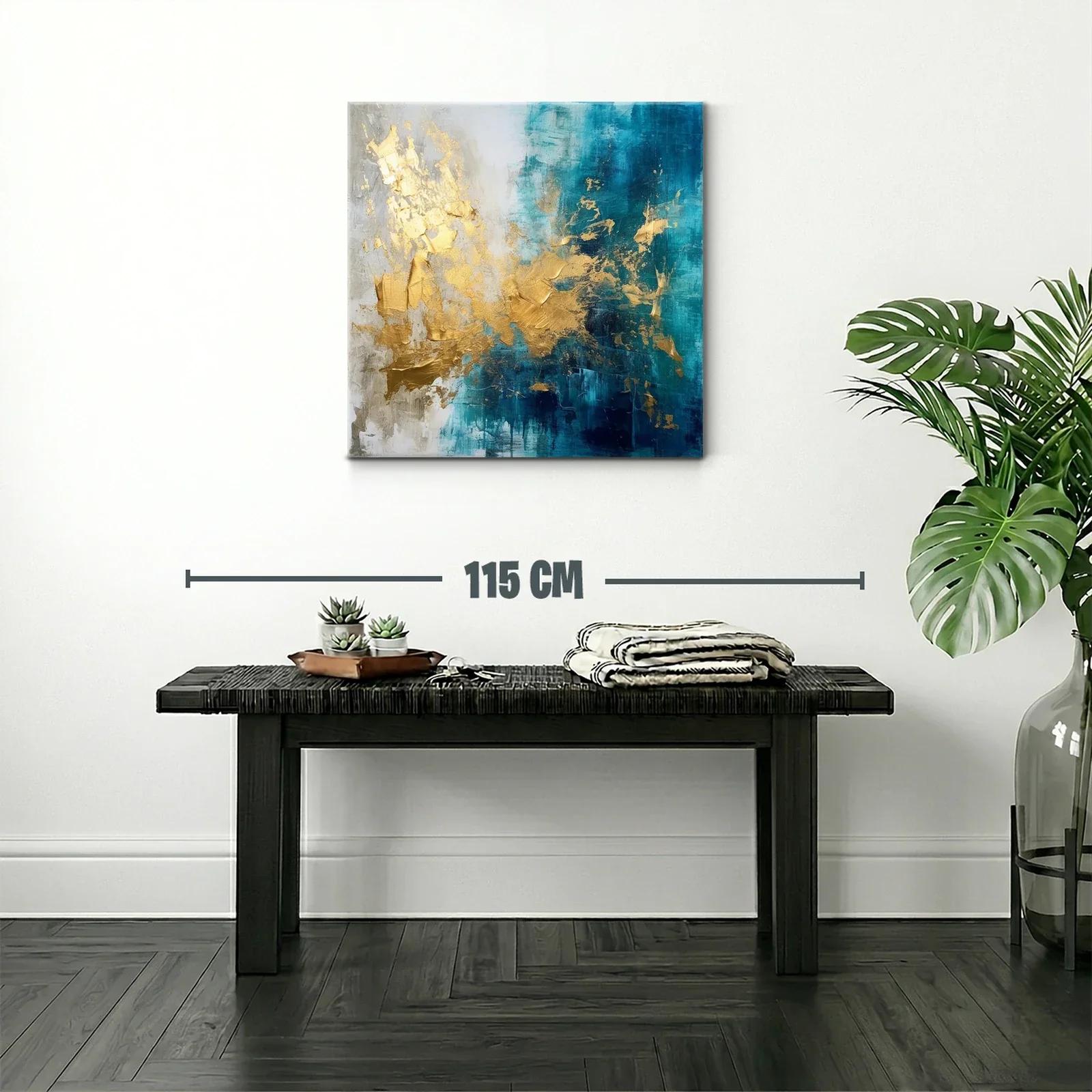 Composición abstracta en tonos azul y dorado elegante — miniatura 2
