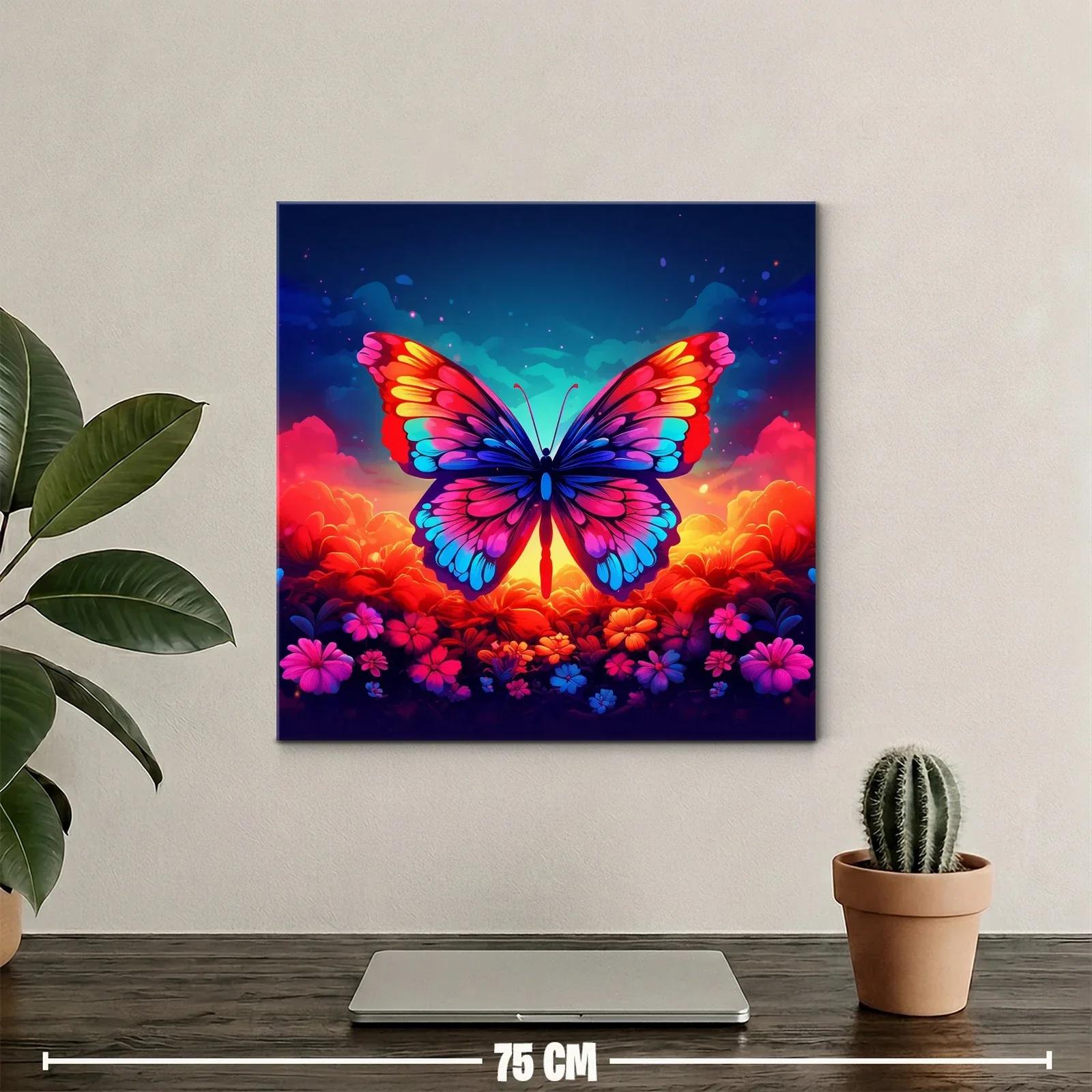 Mariposa vibrante sobre fondo floral al atardecer — miniatura 2