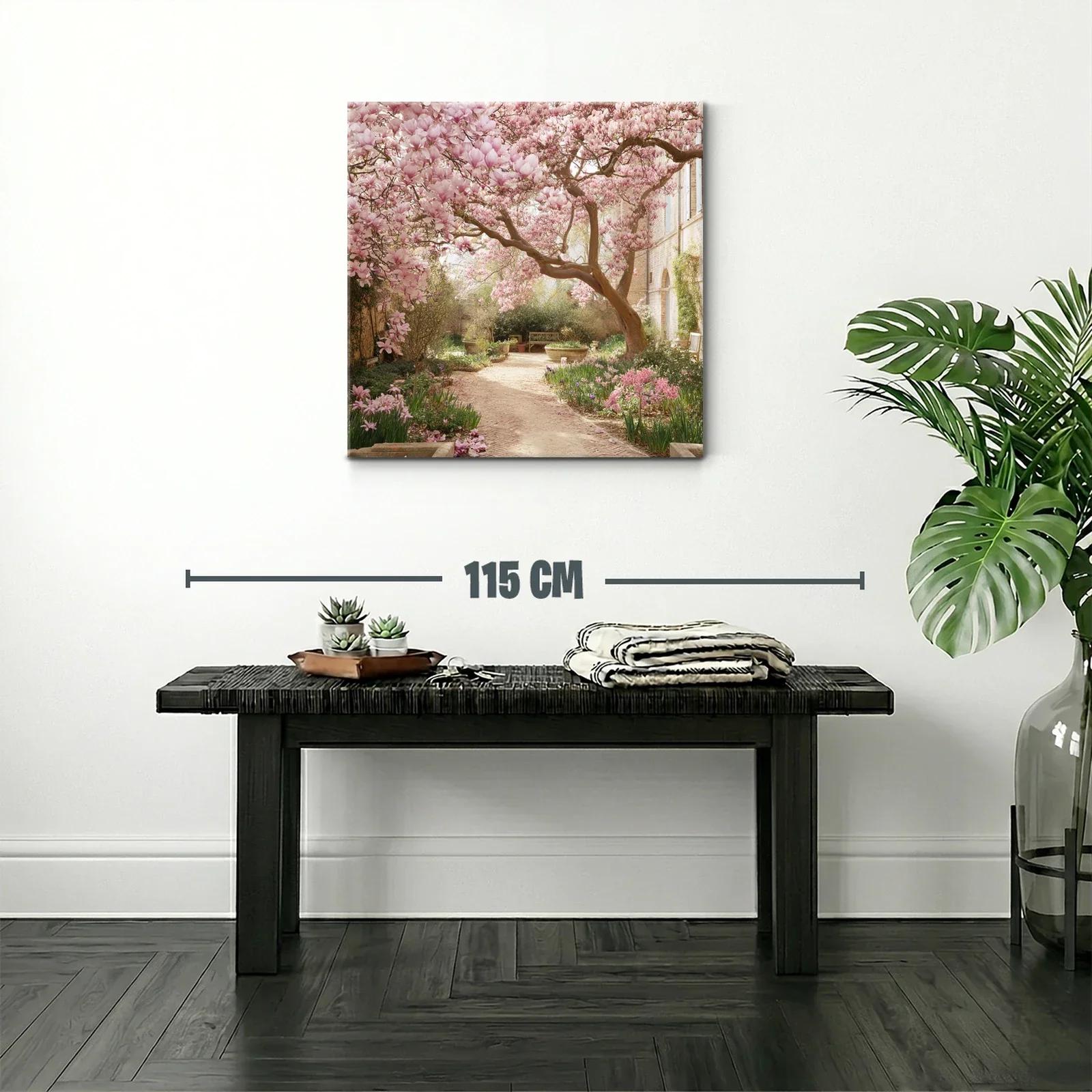 Jardín florecido con árbol de magnolia rosa en primavera — miniatura 2