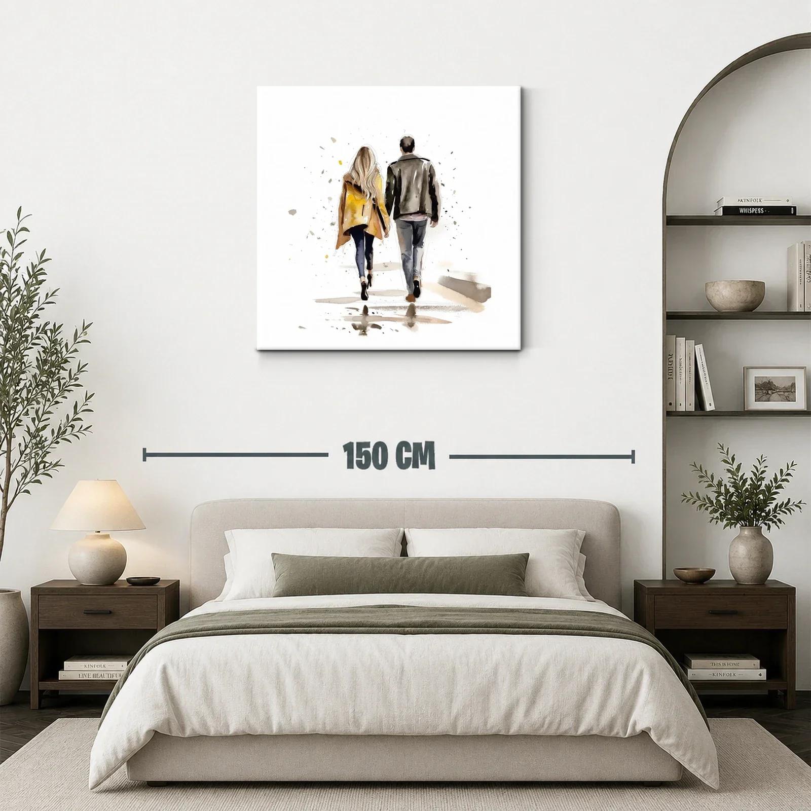 Pareja Caminando de Espaldas en Tonos Cálidos y Neutros — miniatura 3