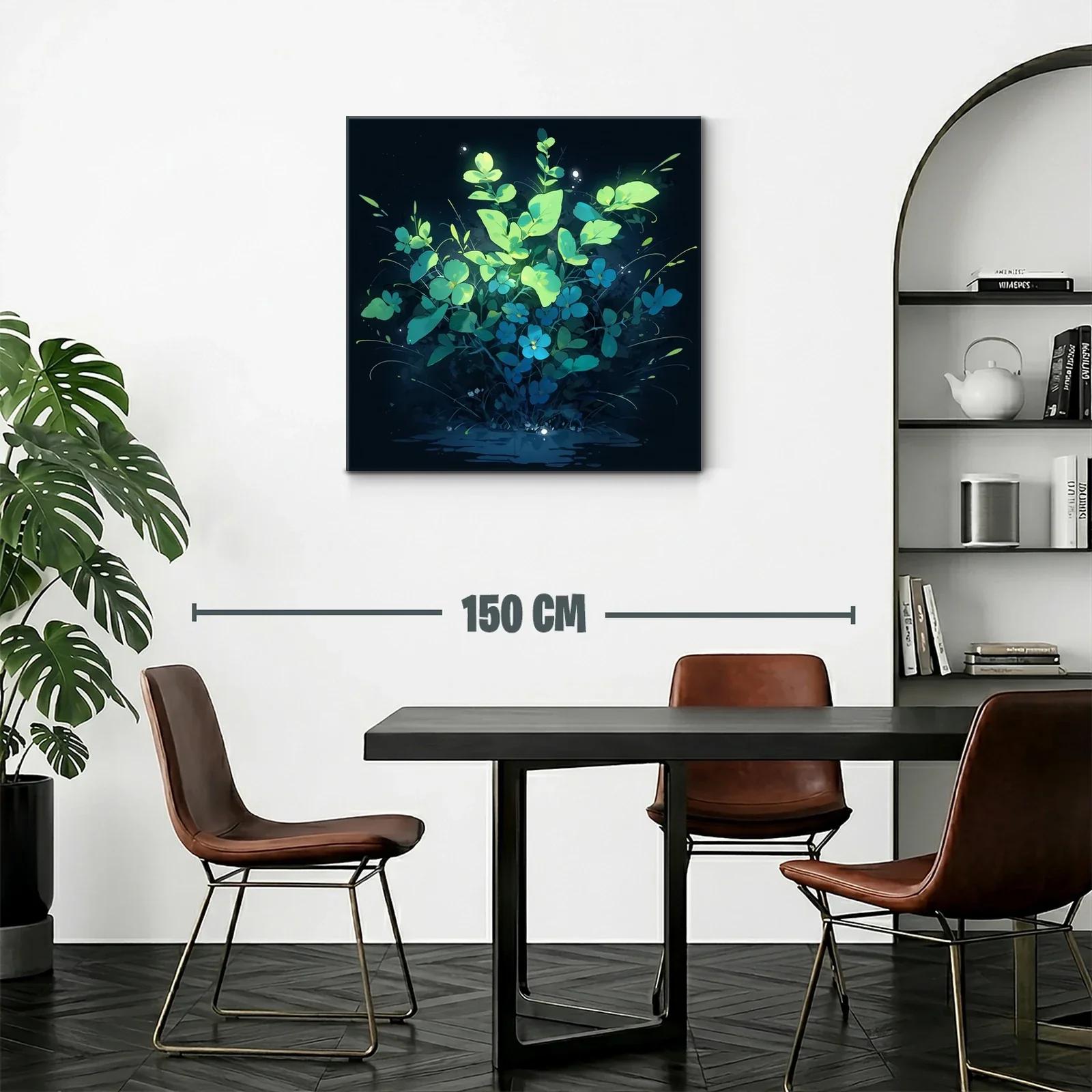Ramo luminoso de flores y hojas verdes sobre fondo oscuro — miniatura 2