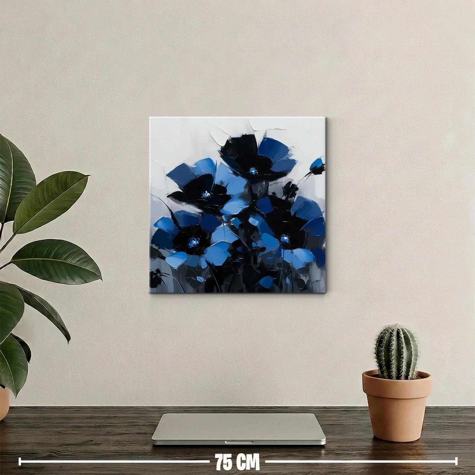 Cuadro floral en intensos tonos azul y negro — miniatura 2