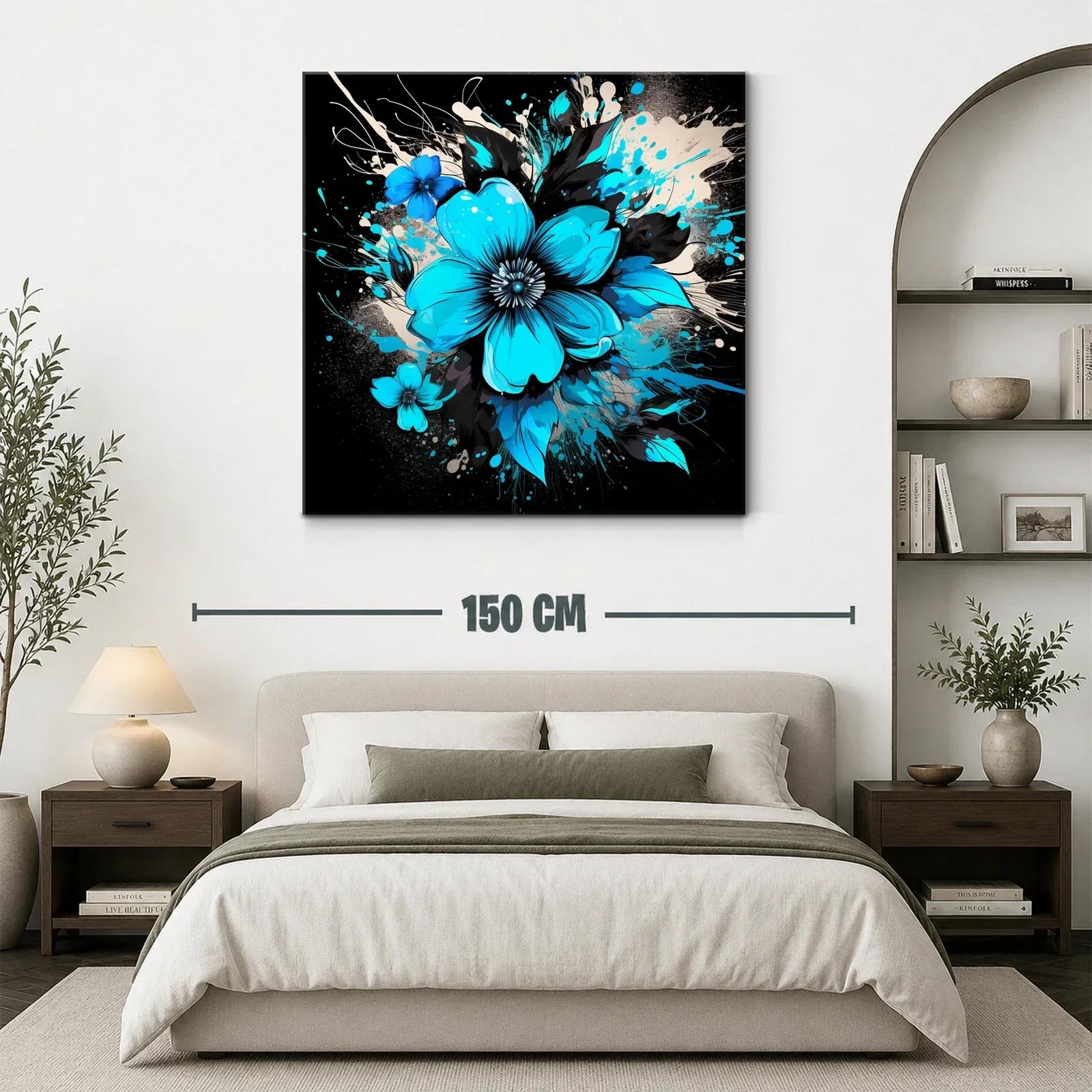 Floral azul vibrante con fondo oscuro y contrastes intensos — miniatura 3