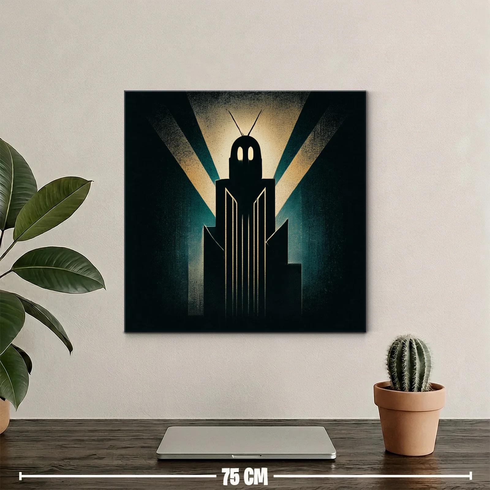 Edificio futurista con luz radiante en tonos oscuros — miniatura 2
