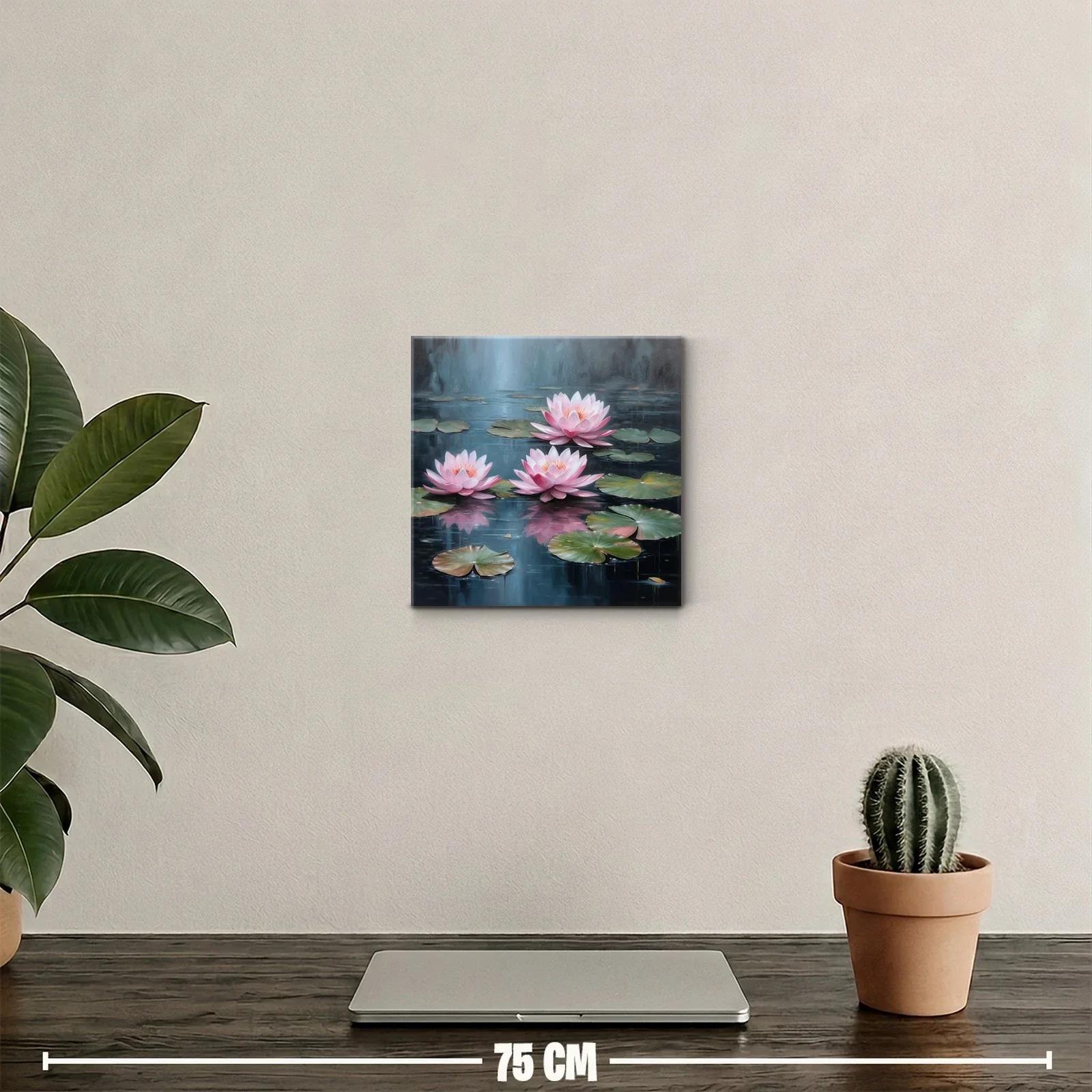 Cuadro decorativo flores de loto en estanque sereno — miniatura 2