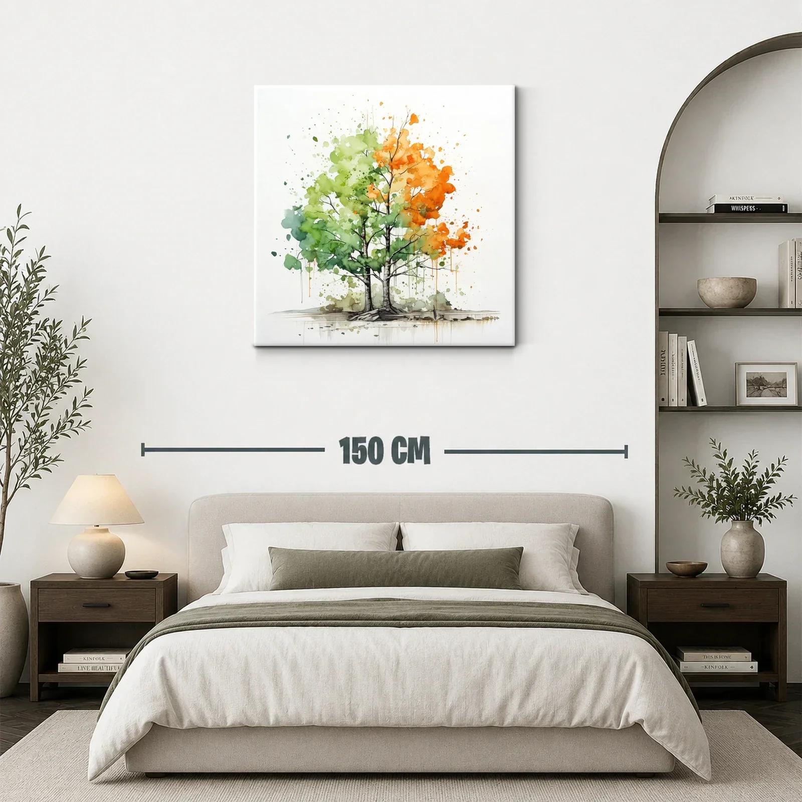 Árbol en transición con tonos verdes y naranjas vibrantes — miniatura 3