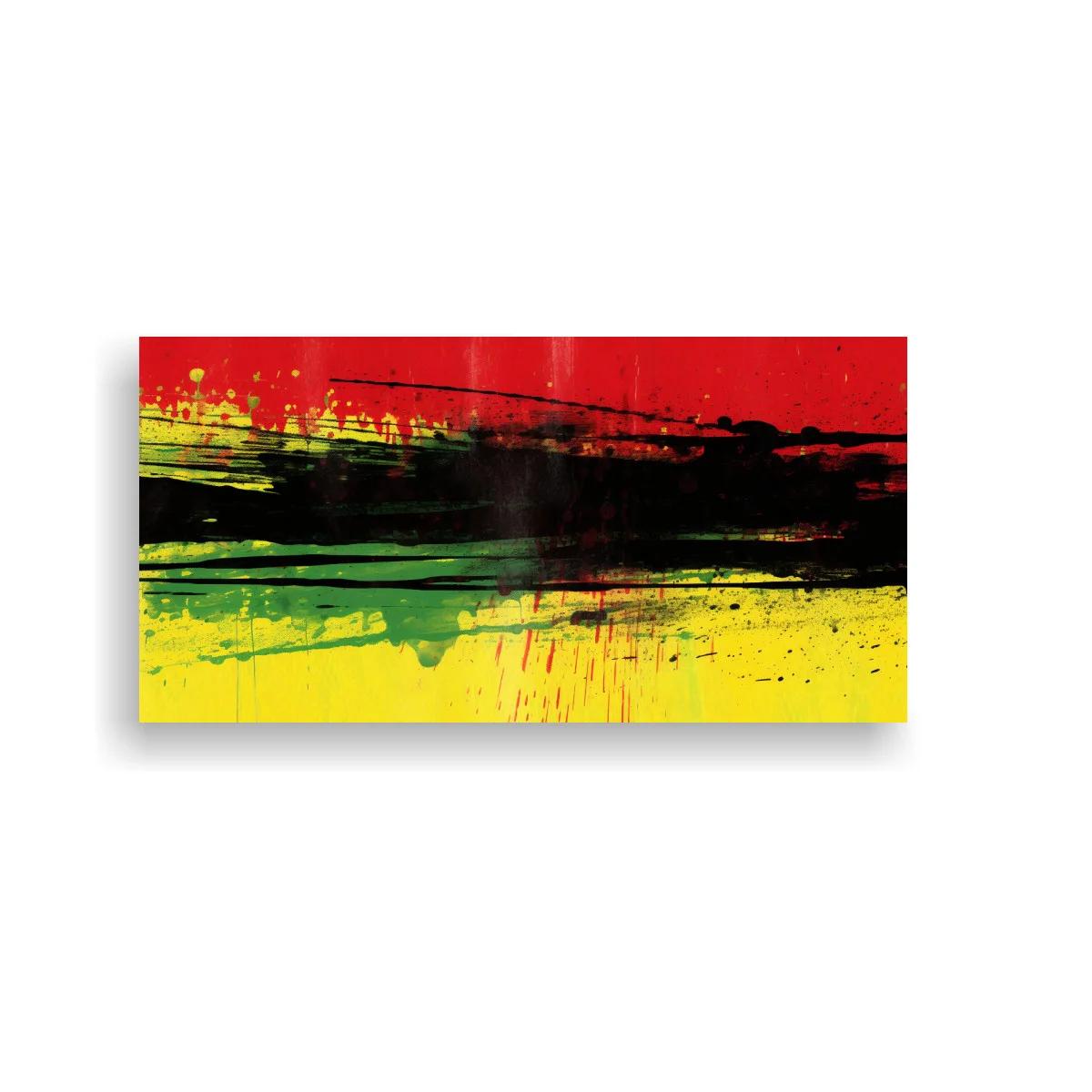 Cuadro franjas de pintura roja amarilla y negra con goteos — imagen principal