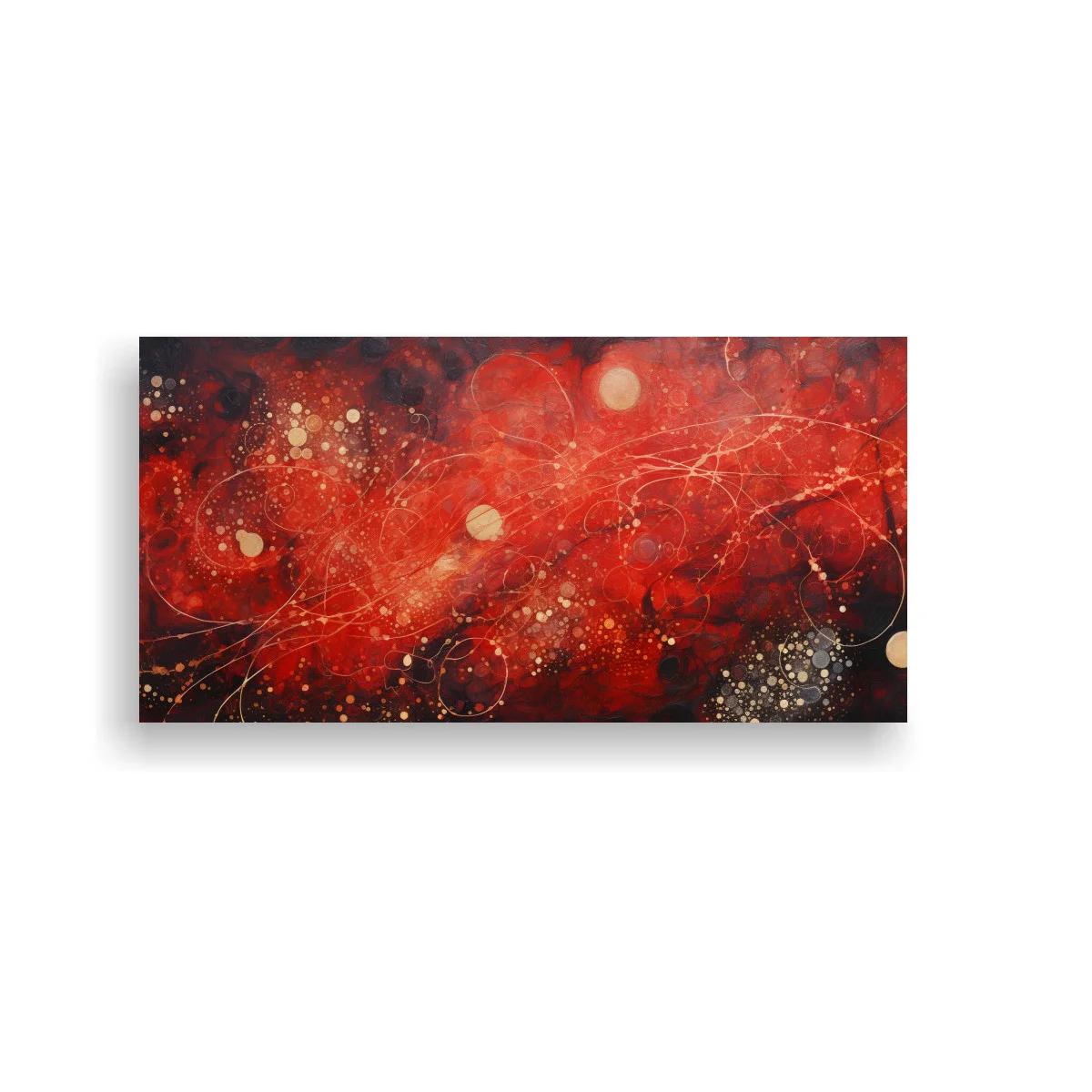 Cuadro abstracción roja con líneas en movimiento y salpicaduras — imagen principal