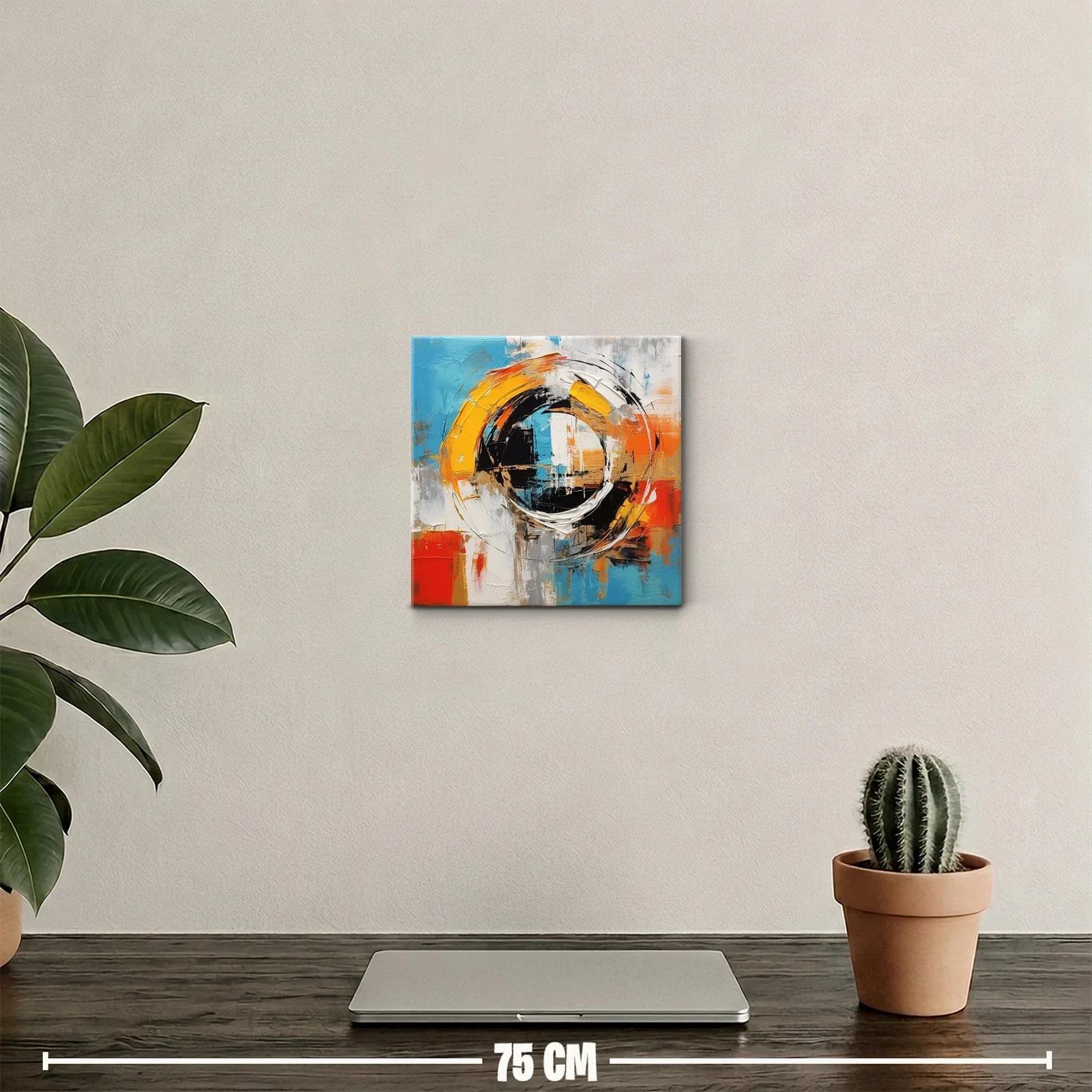 Cuadro abstracto con círculos y tonos vibrantes — miniatura 2