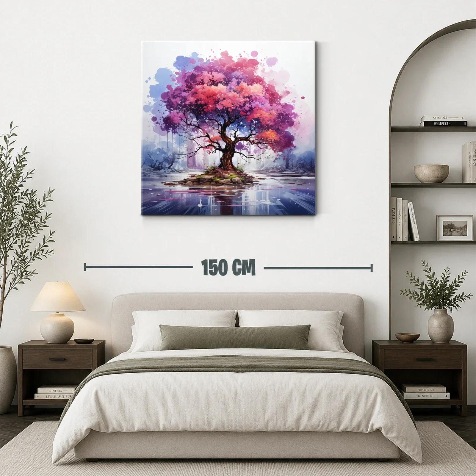 Árbol vibrante en isla rodeada de agua serena — miniatura 3