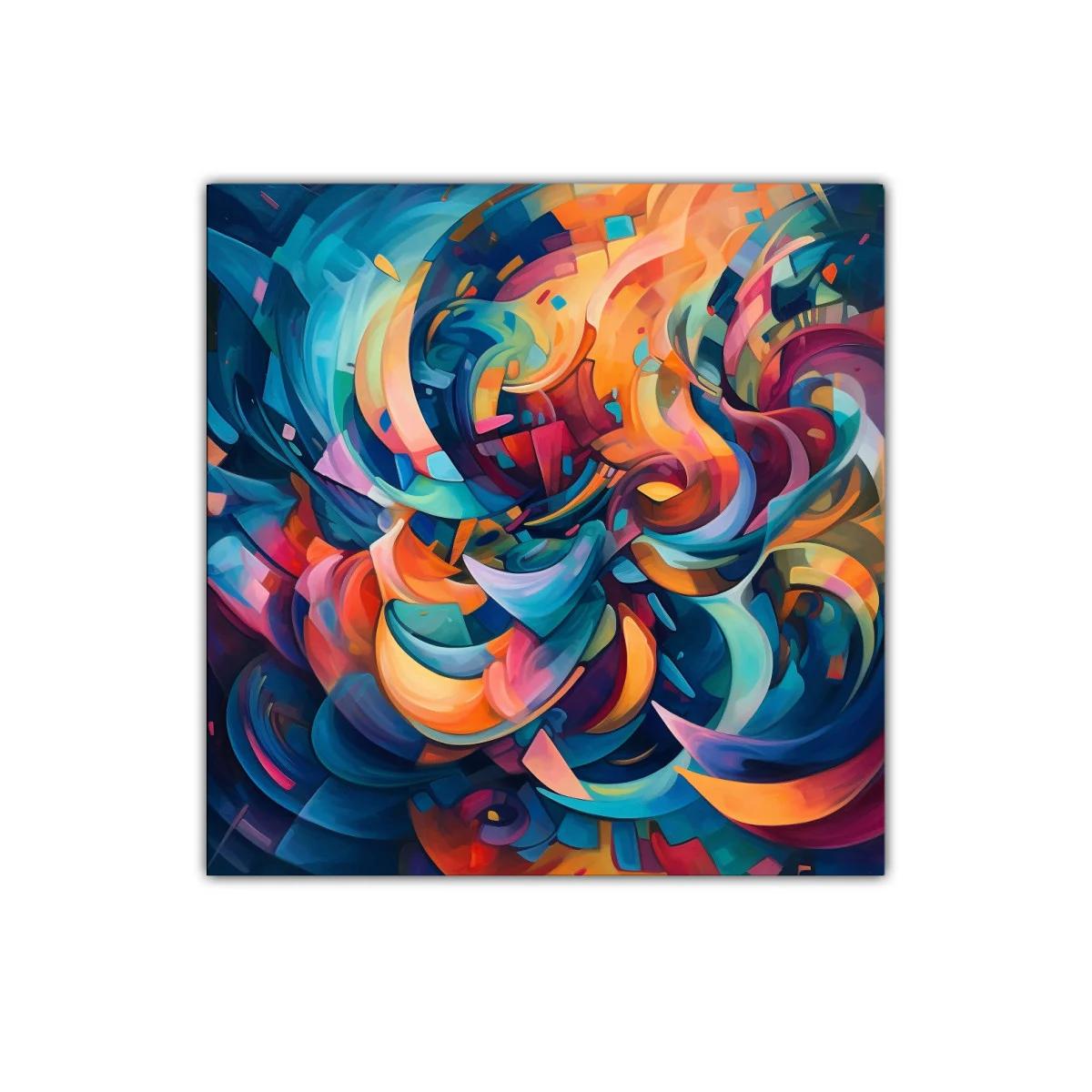 Cuadro abstracto con formas dinámicas y colores vibrantes — miniatura 1