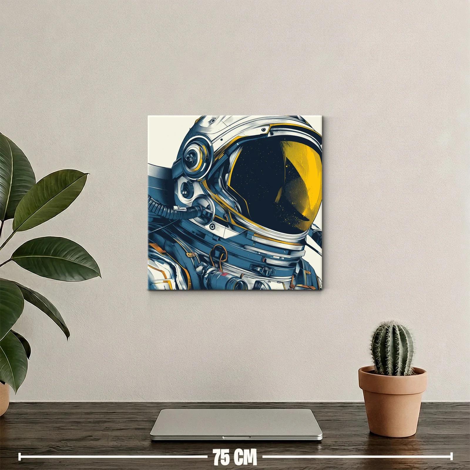 Cuadro astronauta futurista con detalles en azul y amarillo — miniatura 2