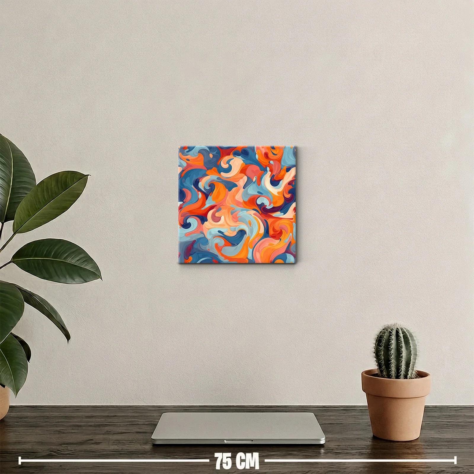 Cuadro abstracto en vibrantes tonos cálidos y fríos — miniatura 2