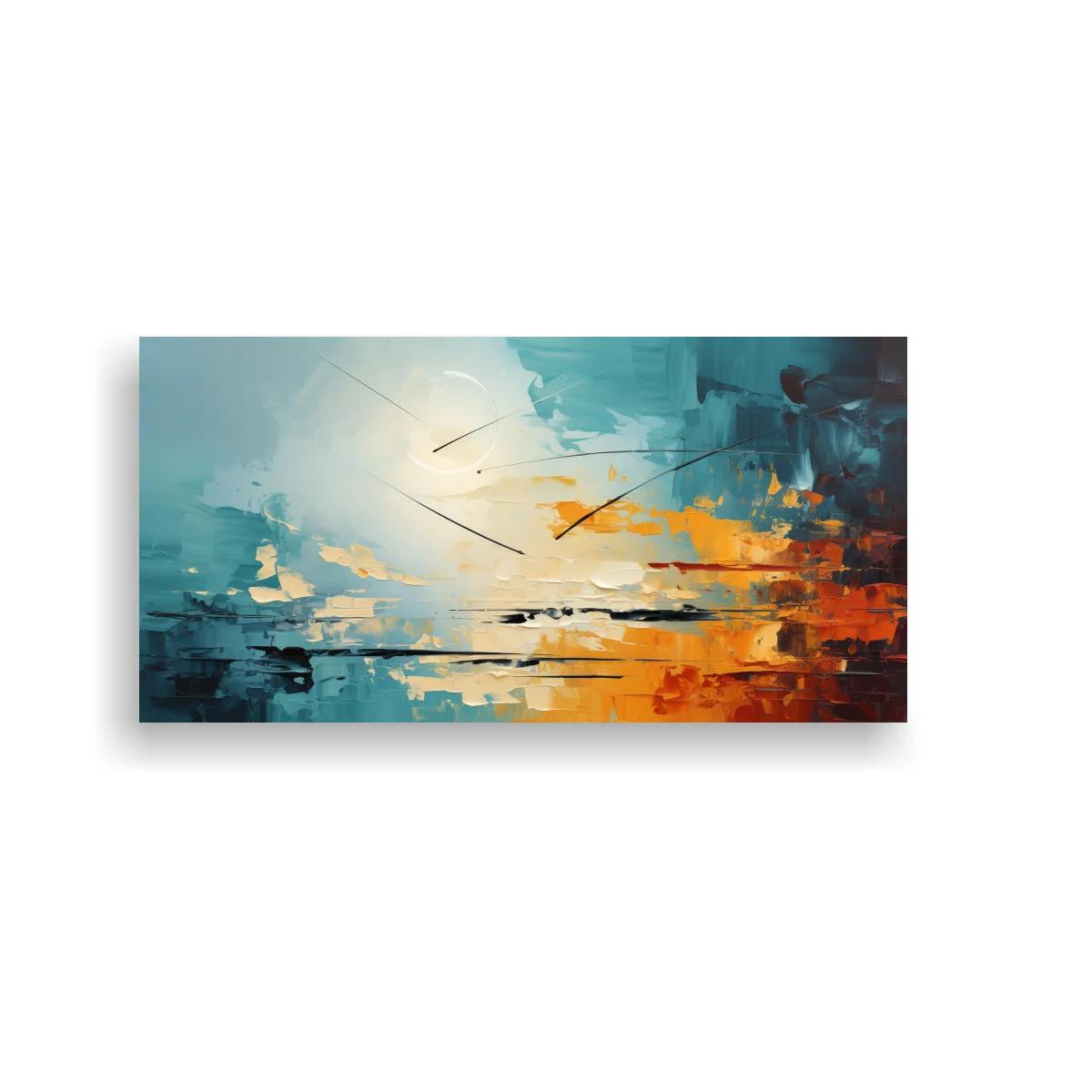 Cuadro paisaje abstracto de horizonte luminoso con líneas oscuras — imagen principal