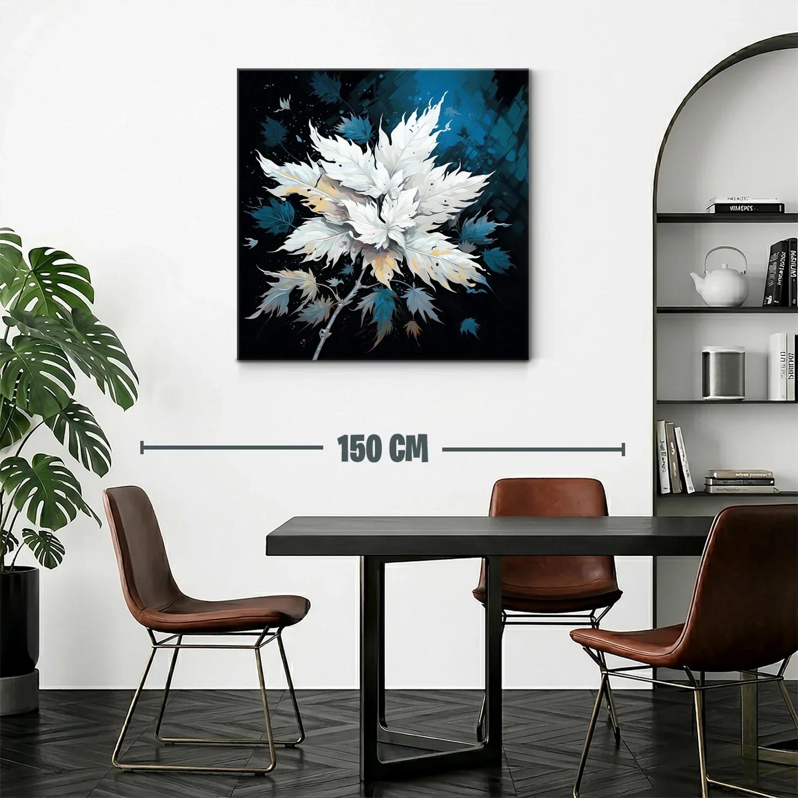 Ramo de hojas blancas con fondo azul oscuro elegante — miniatura 2
