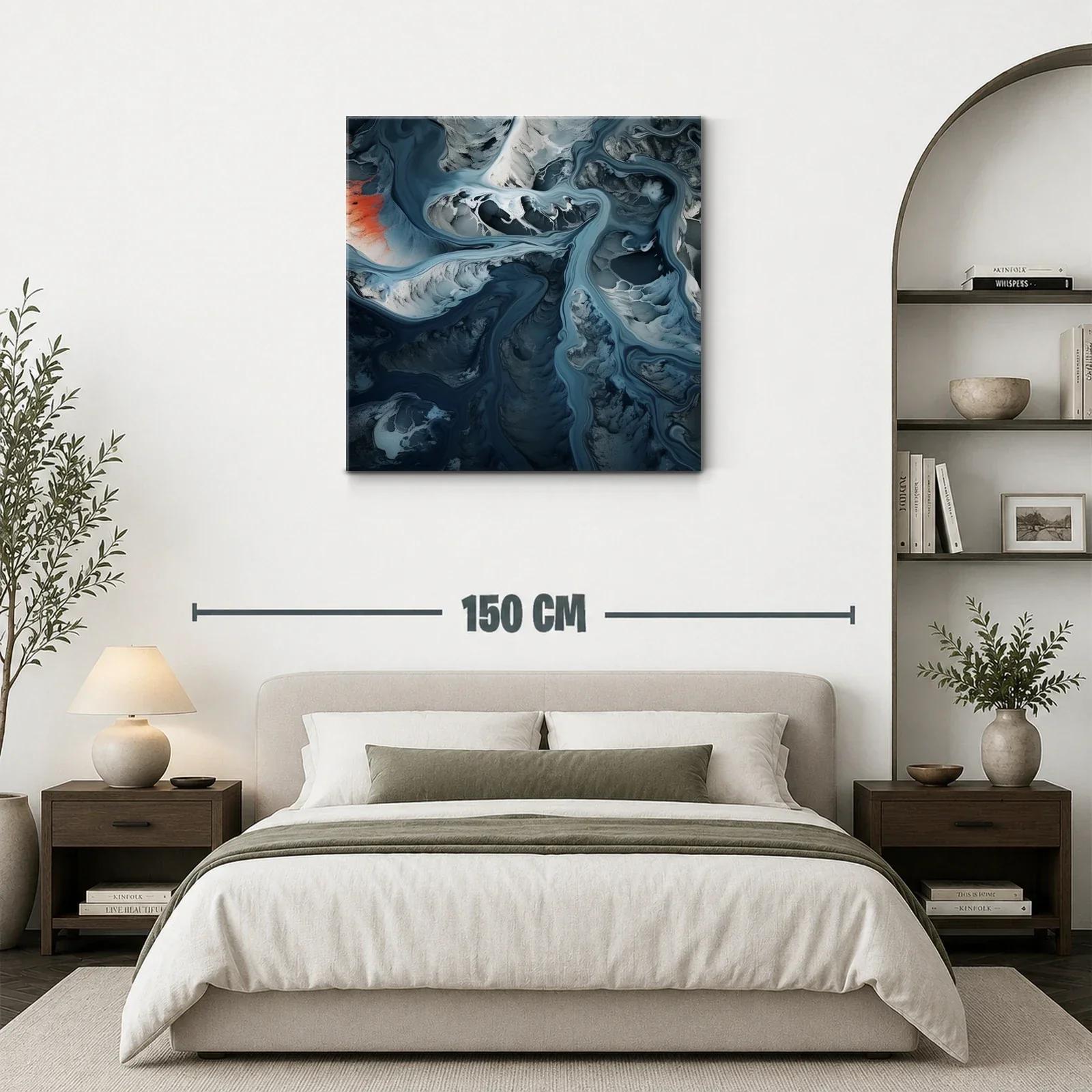Composición abstracta en tonos azules y grises con acento rojo — miniatura 3