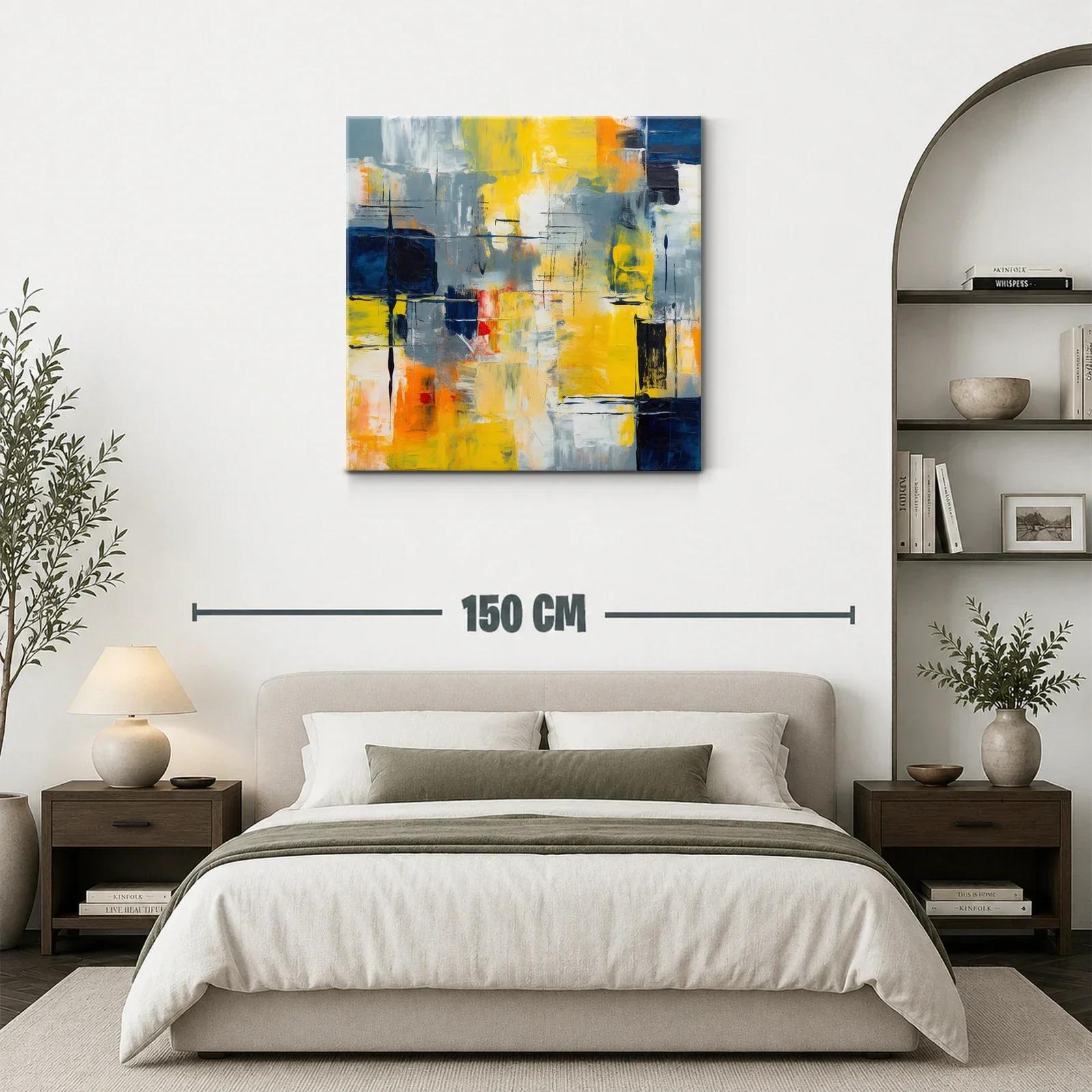 Cuadro abstracto con tonos cálidos y gráficos dinámicos — miniatura 3