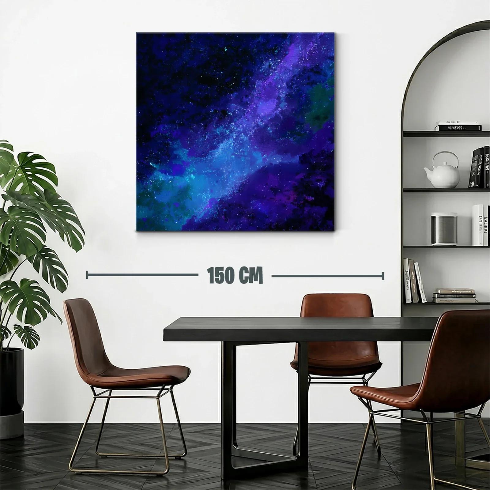 Cuadro abstracto con galaxia en tonos azules y morados — miniatura 2