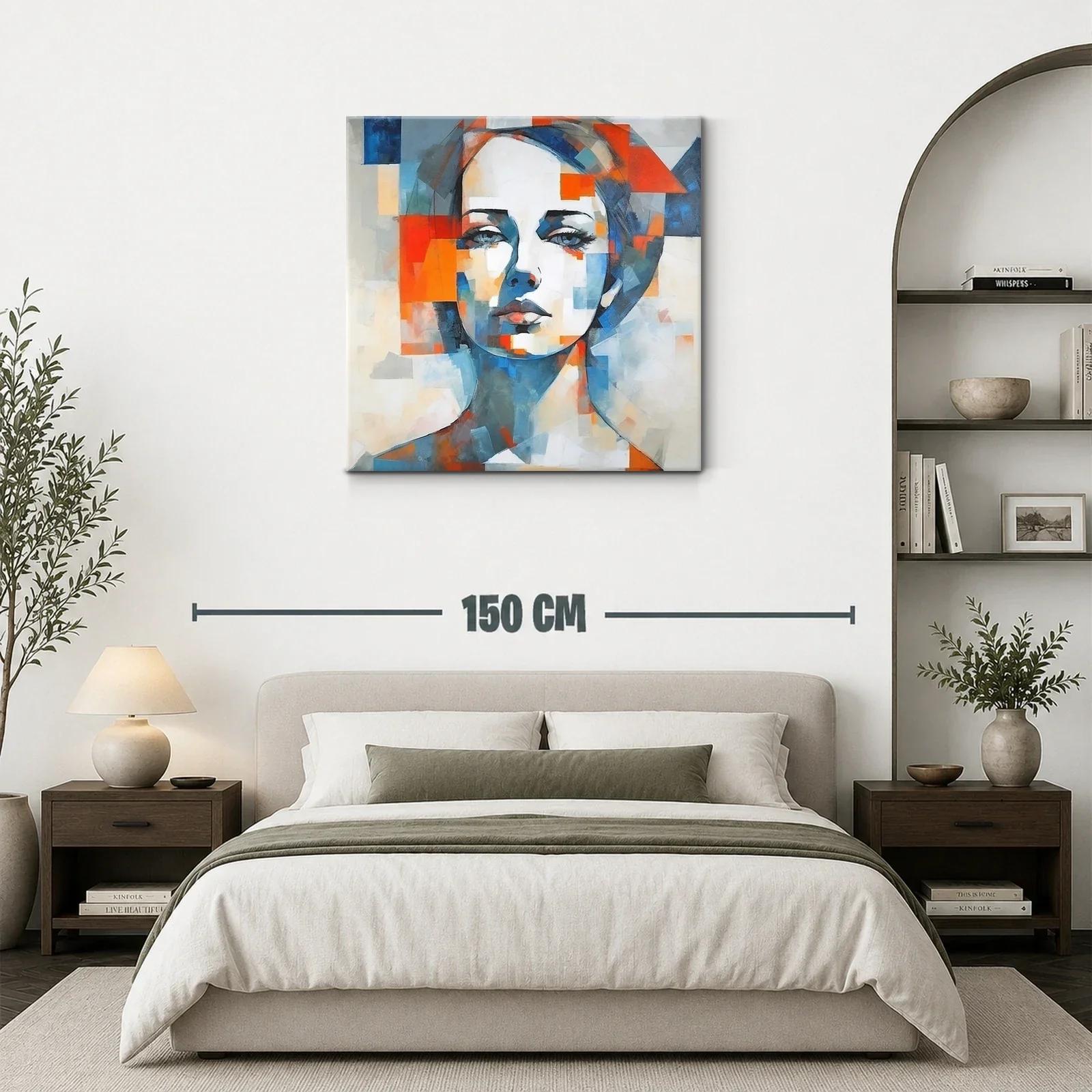 Retrato abstracto femenino con vibrantes tonos azul y naranja — miniatura 3