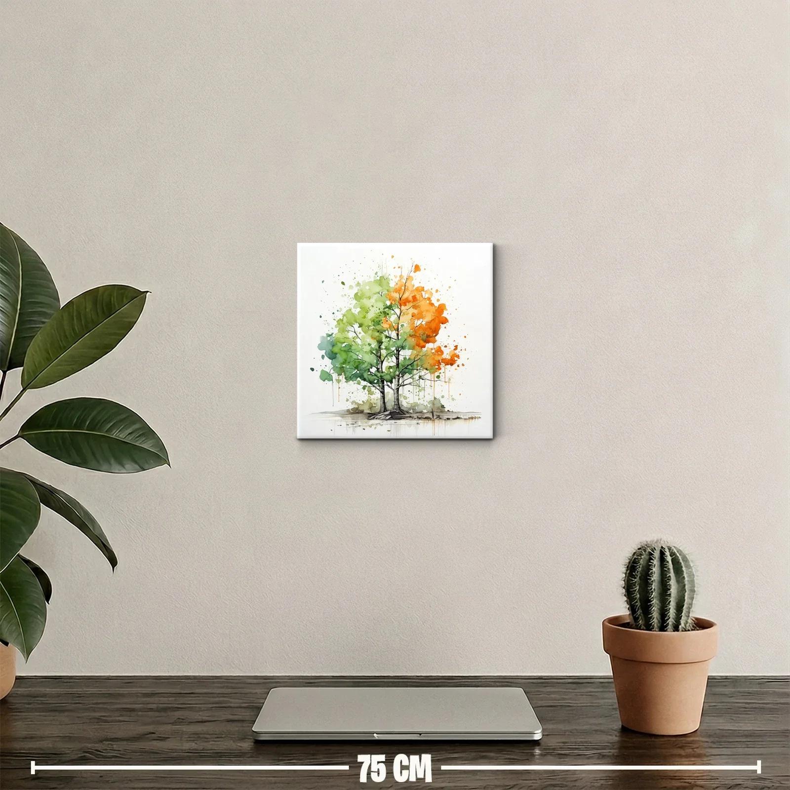 Árbol en transición con tonos verdes y naranjas vibrantes — miniatura 2