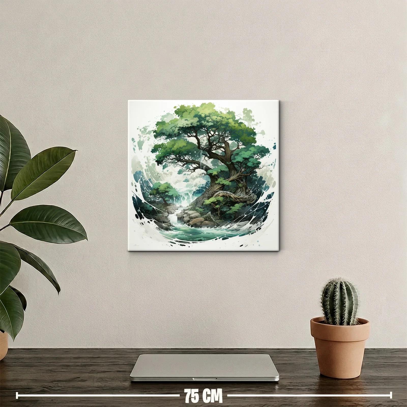 Árbol Majestuoso con Cascada en Escena Natural — miniatura 2