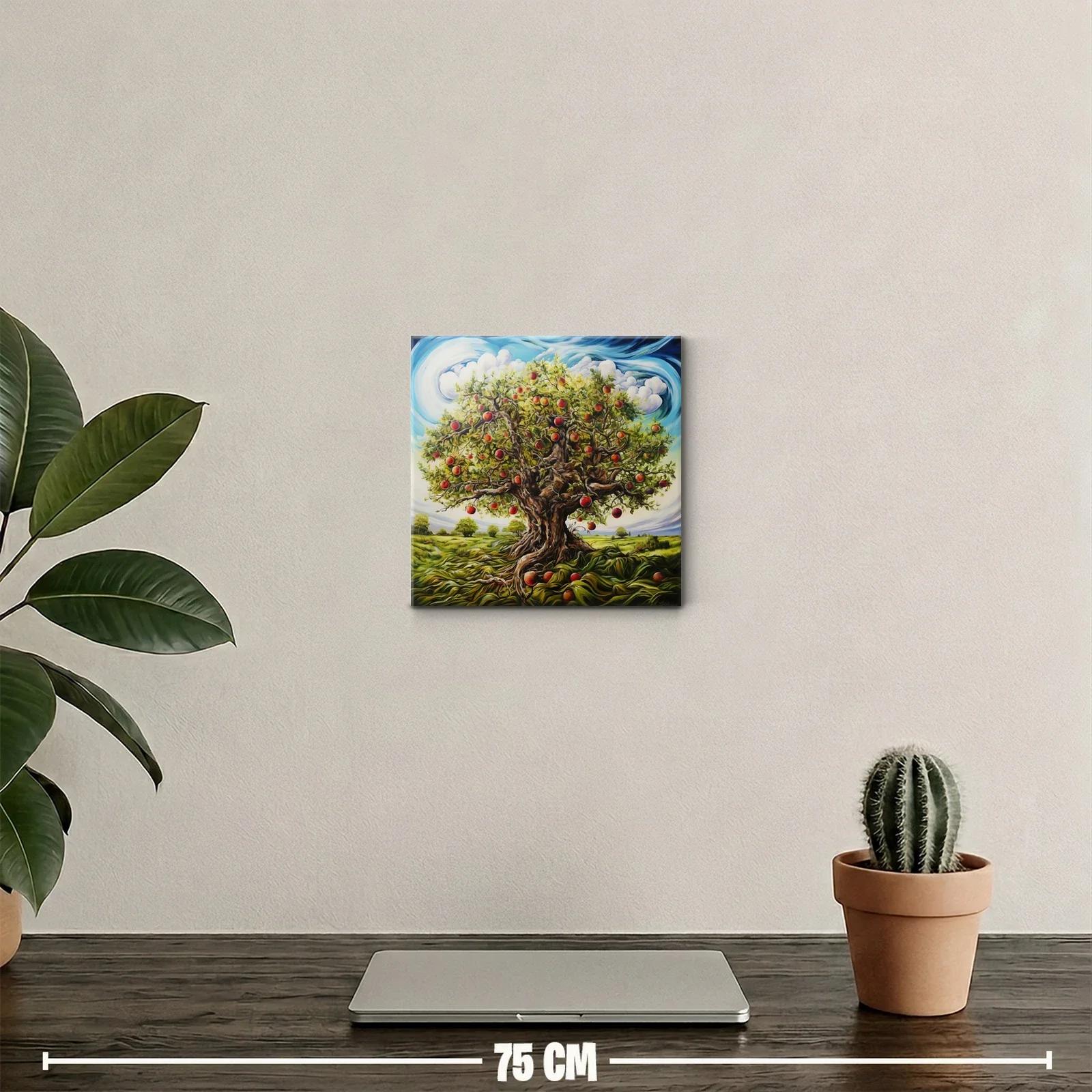 Árbol frutal exuberante con manzanas rojas maduras — miniatura 2