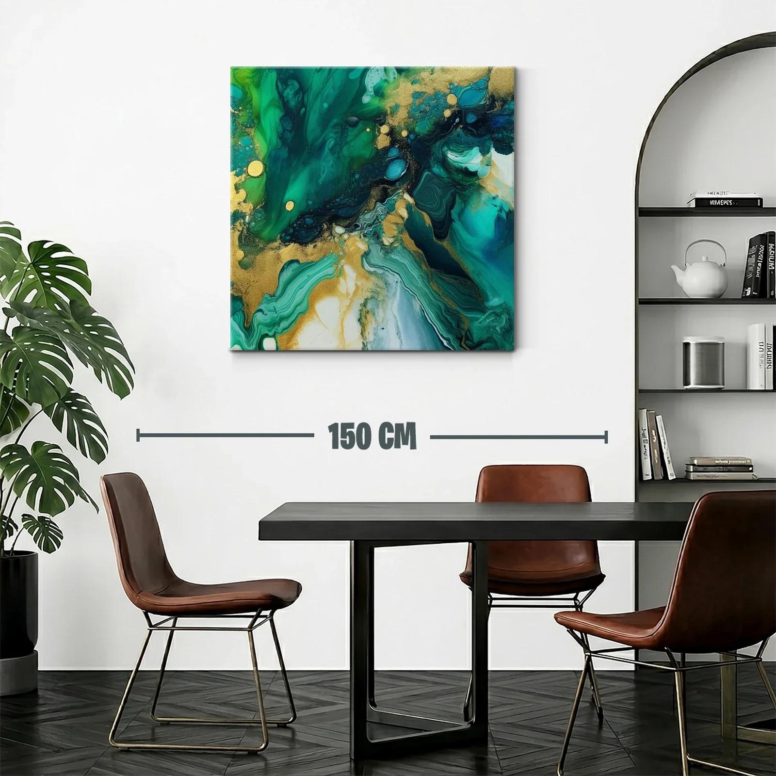 Arte abstracto en tonos verdes y dorados vibrantes — miniatura 2