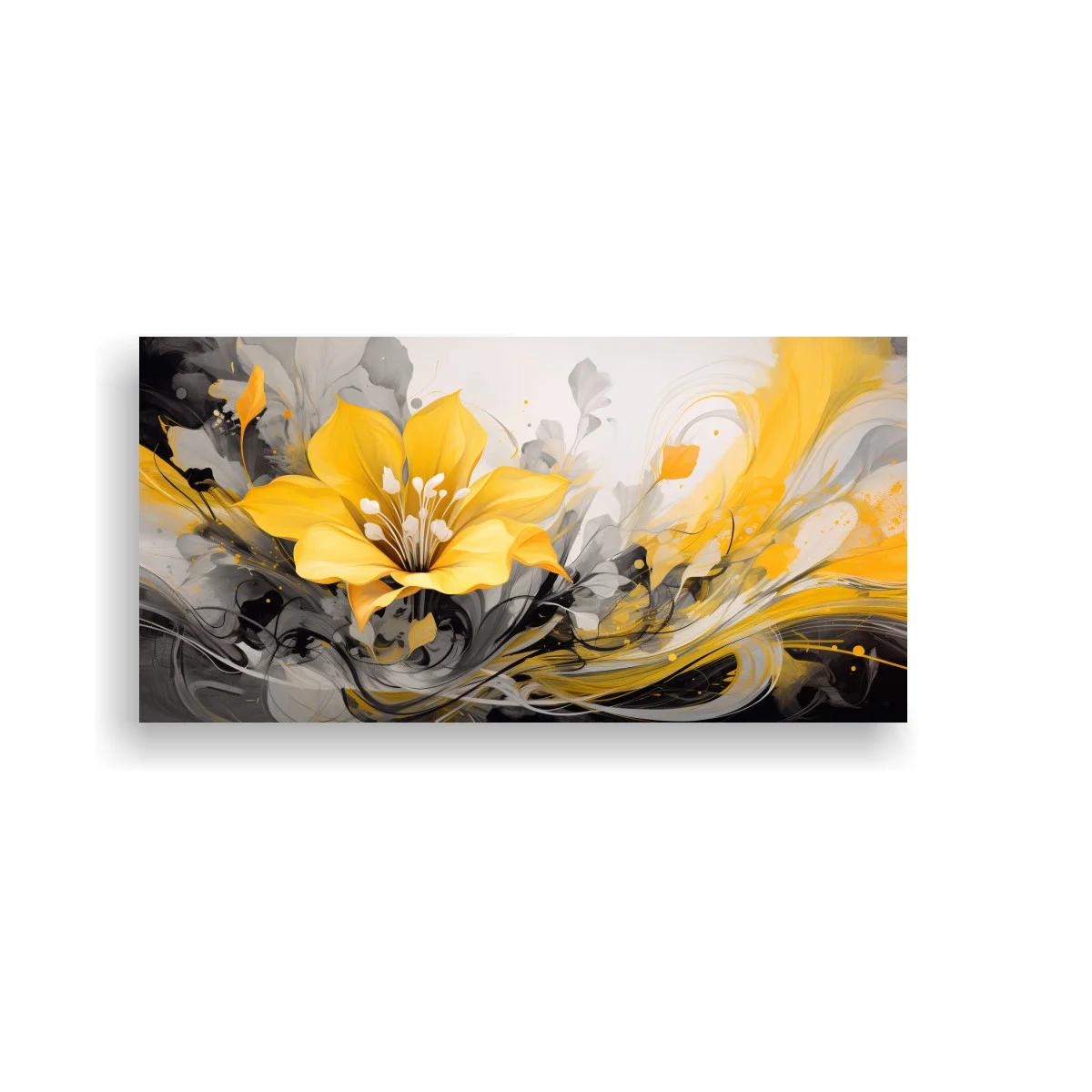 Cuadro lirio amarillo con remolinos gestuales — imagen principal
