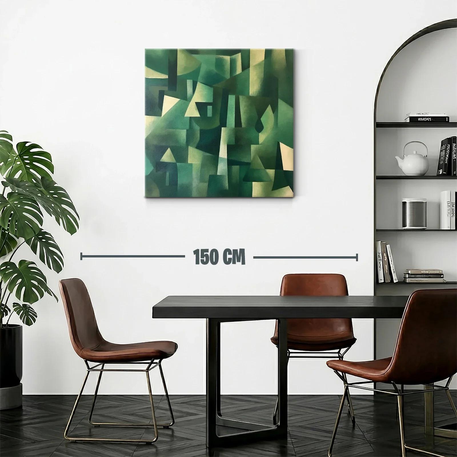 Composición abstracta con tonos verdes y formas geométricas — miniatura 2