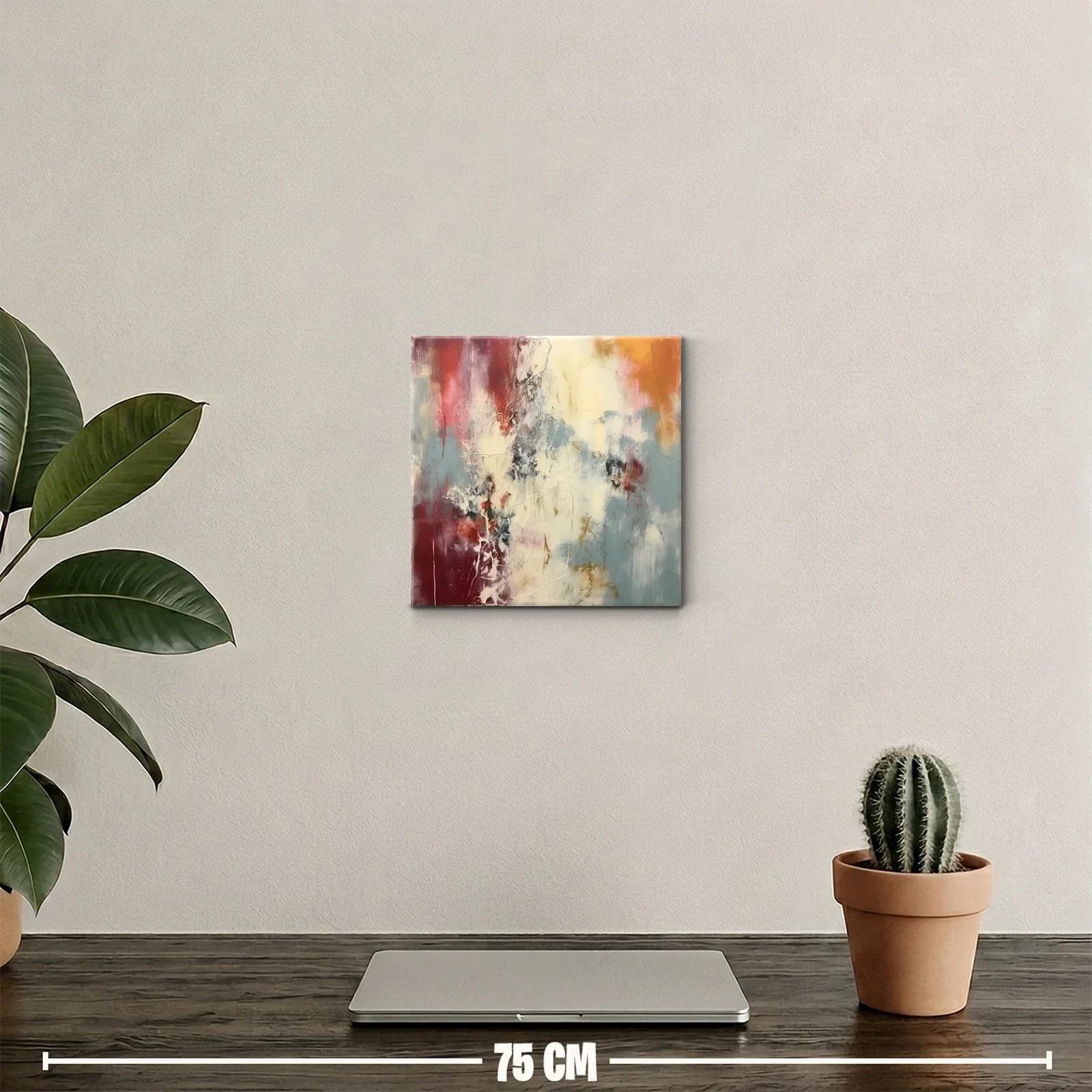 Cuadro abstracto con tonos cálidos y fríos en armonía — miniatura 2