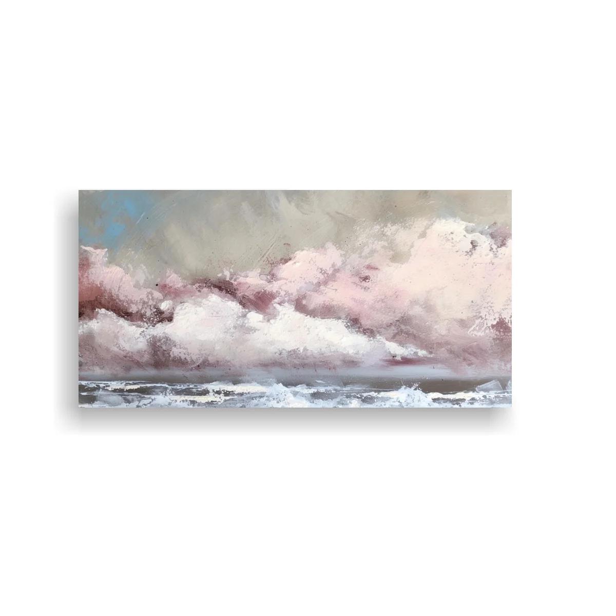 Cuadro nubes sobre el mar con cielo rosado y gris — imagen principal