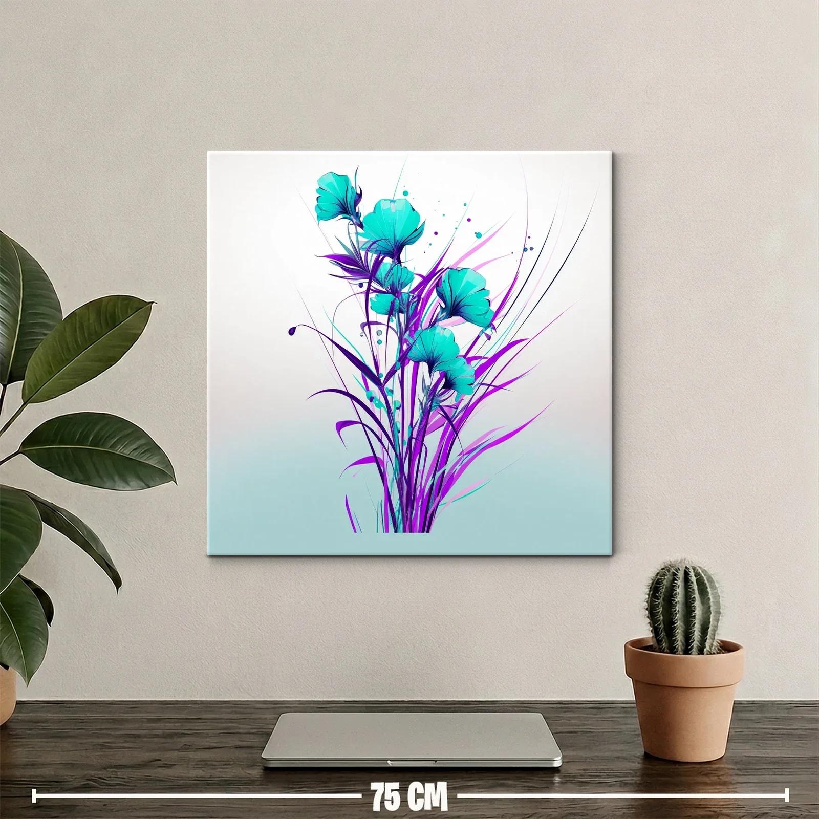 Floral vibrante en tonos turquesa y púrpura modernos — miniatura 2