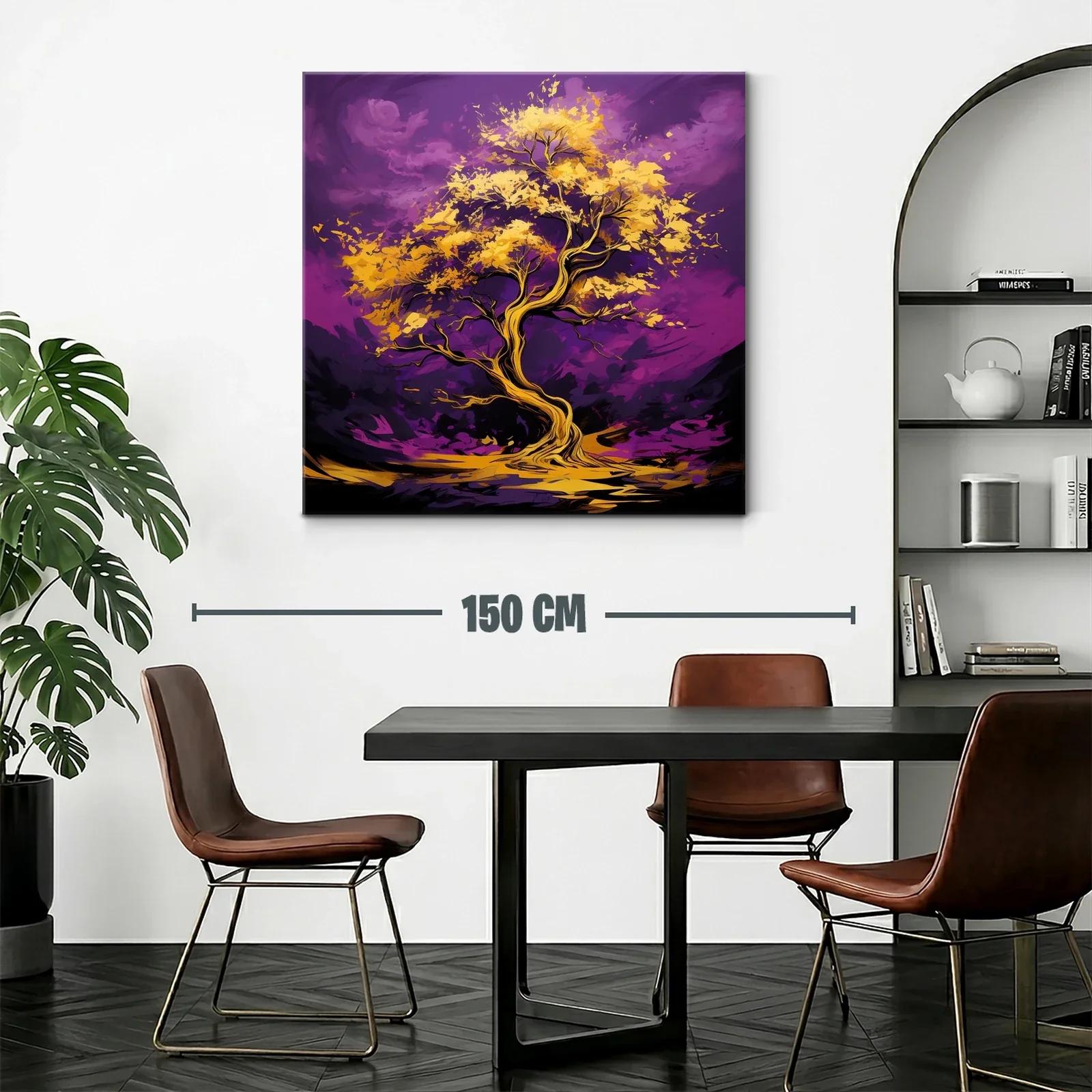 Árbol dorado sobre fondo púrpura vibrante — miniatura 2