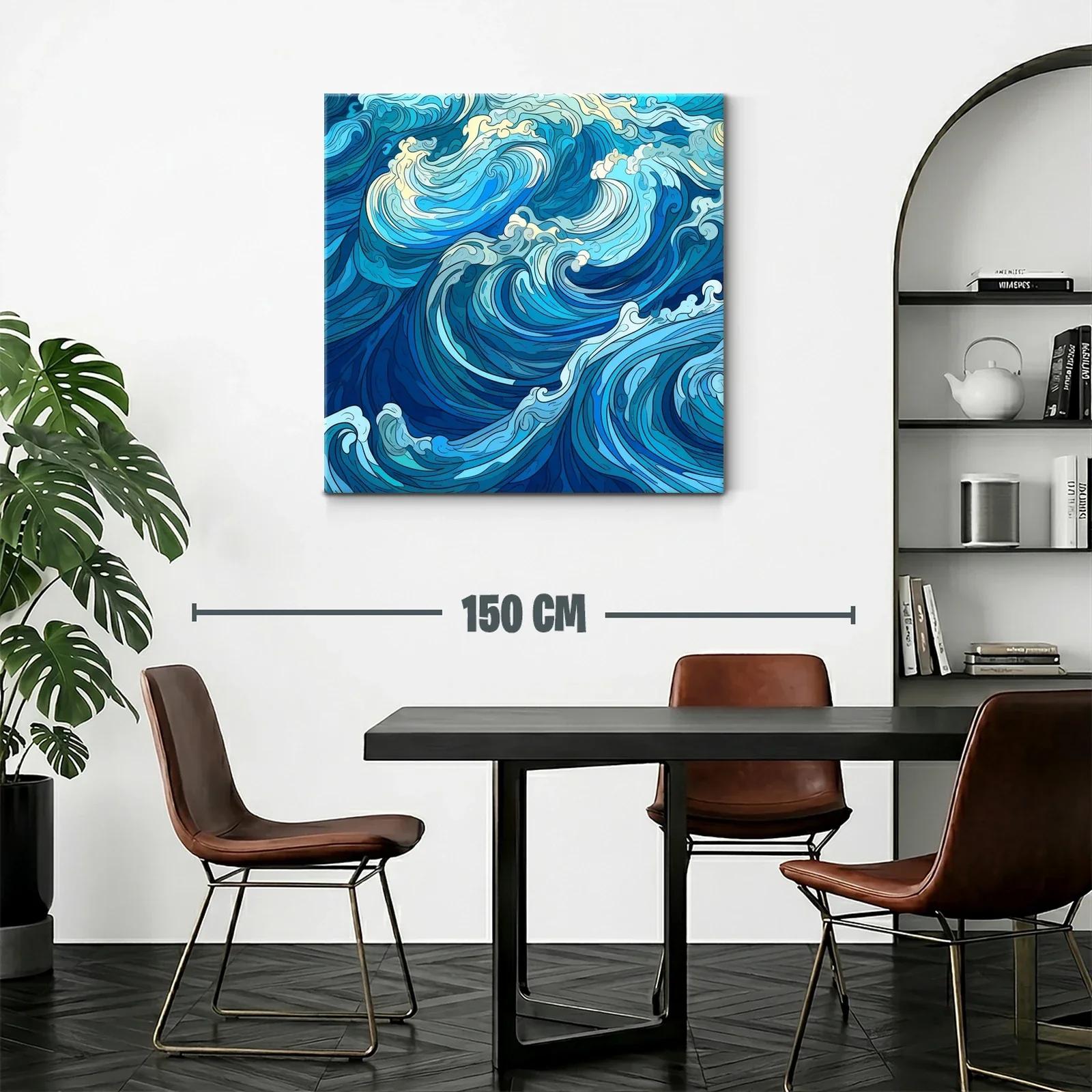 Dinámica composición de olas en tonos azules y cremas — miniatura 2
