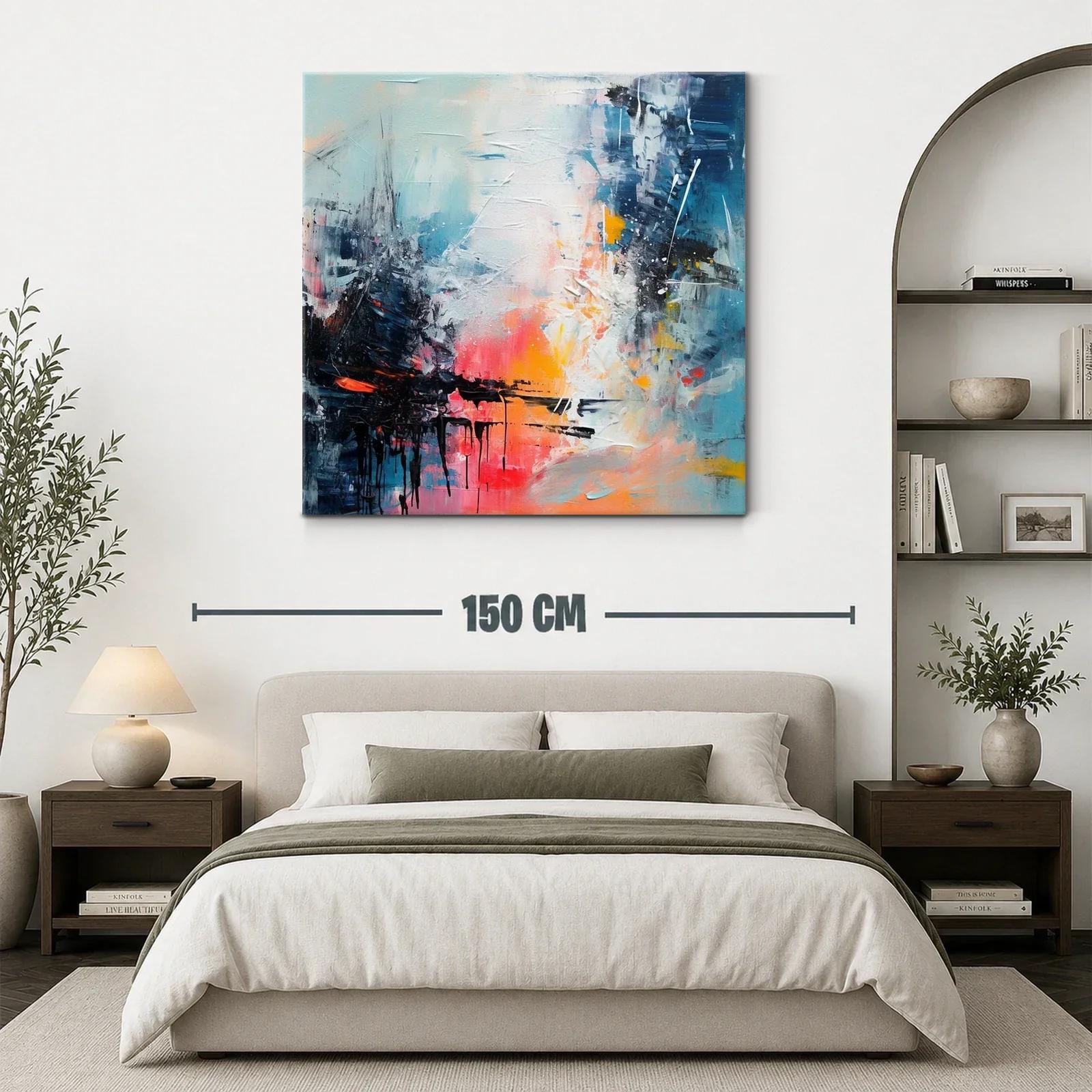 Arte abstracto vibrante con contraste de tonos cálidos y fríos — miniatura 3
