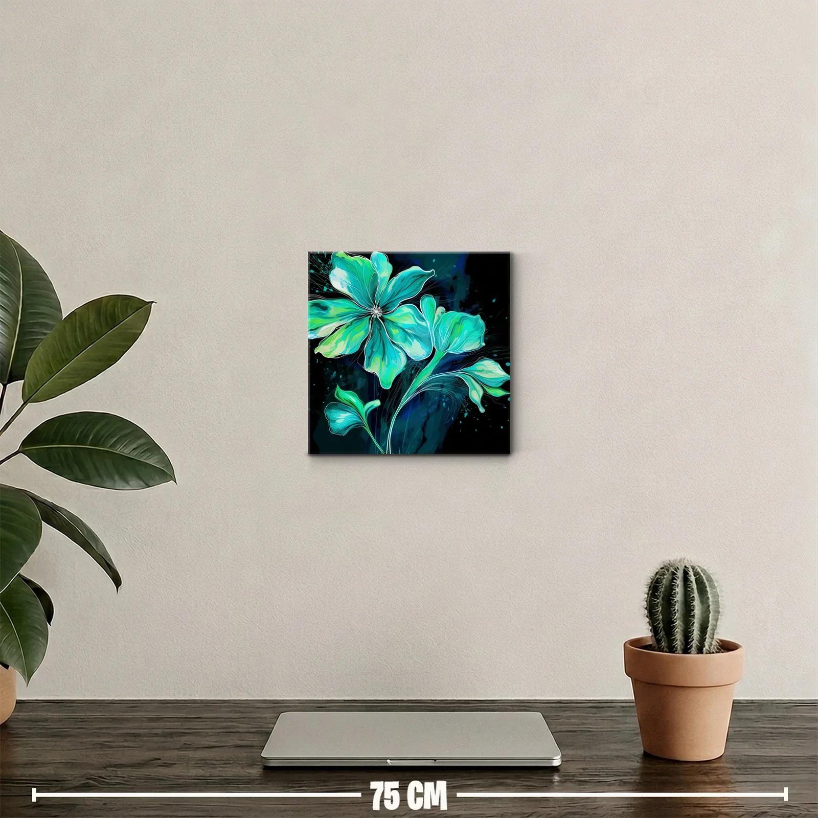 Flor azul vibrante con detalles en verdes y negros — miniatura 2