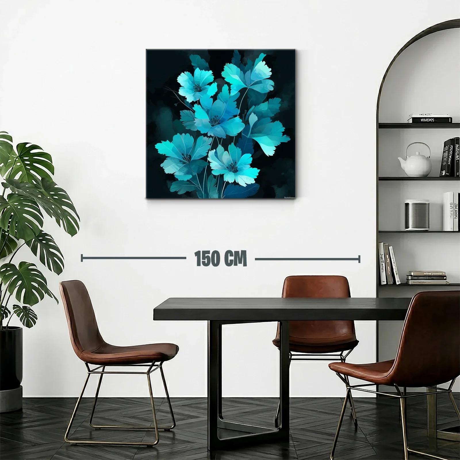 Flores en tonos azules vibrantes con fondo oscuro — miniatura 2