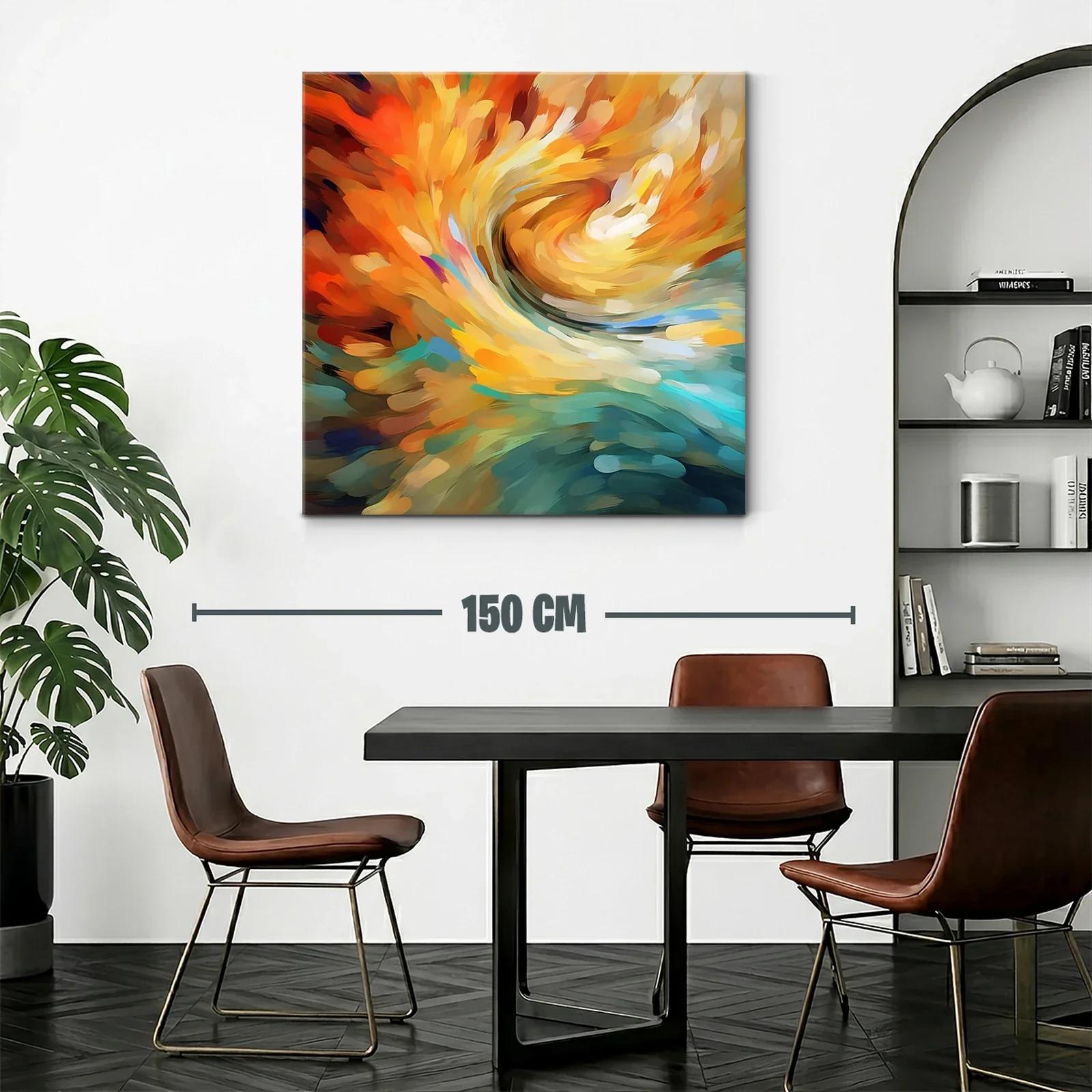 Cuadro abstracto con vibrantes tonos cálidos y fríos — miniatura 2