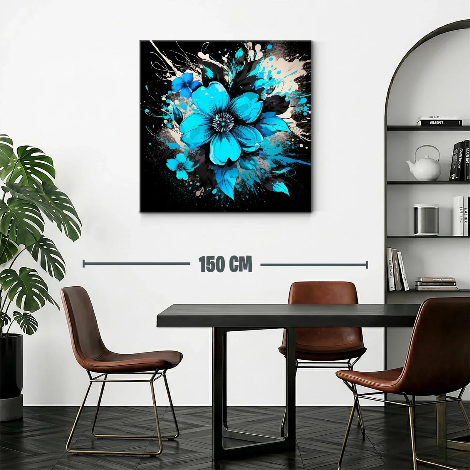 Floral azul vibrante con fondo oscuro y contrastes intensos — miniatura 2