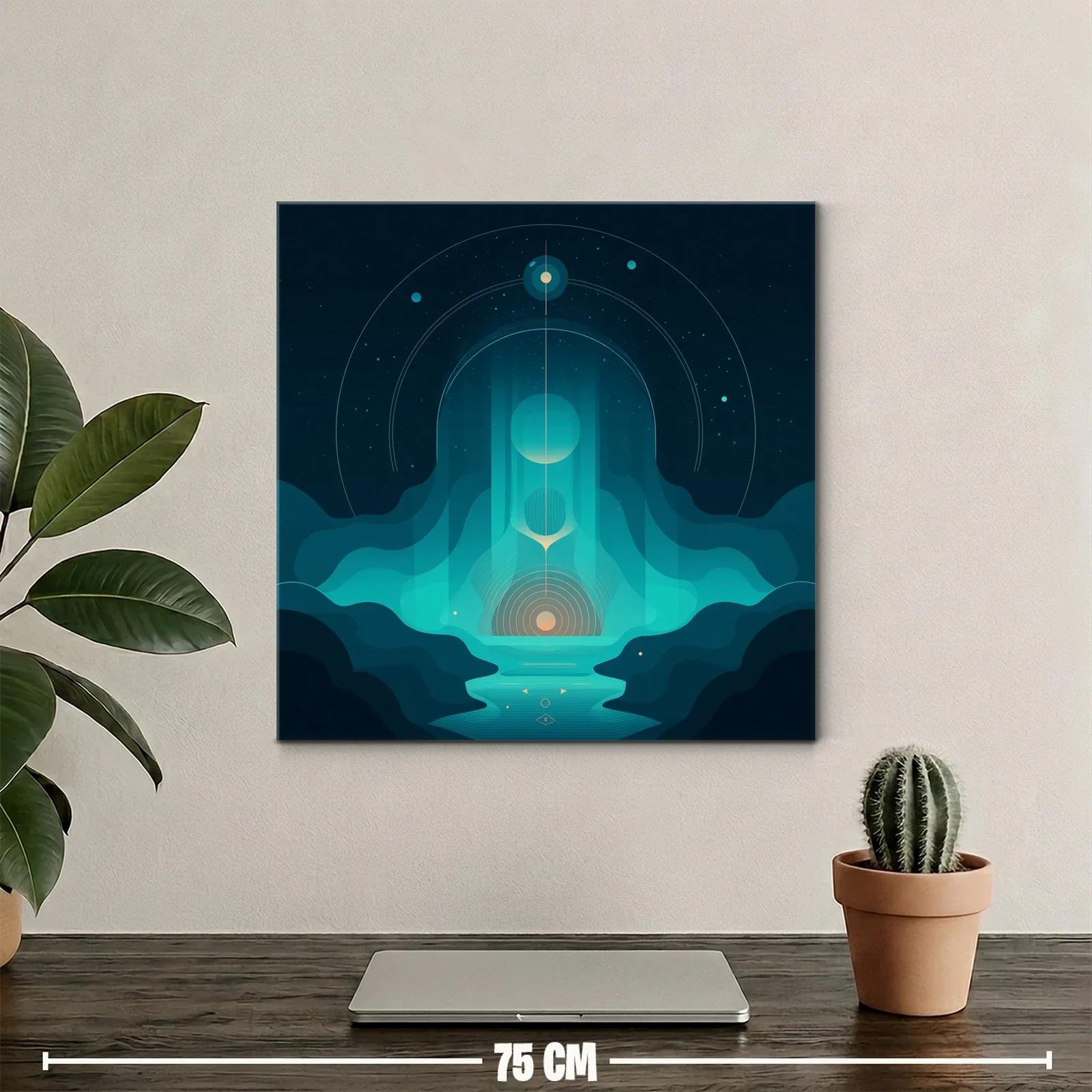 Composición abstracta cósmica en tonos azules y turquesa — miniatura 2