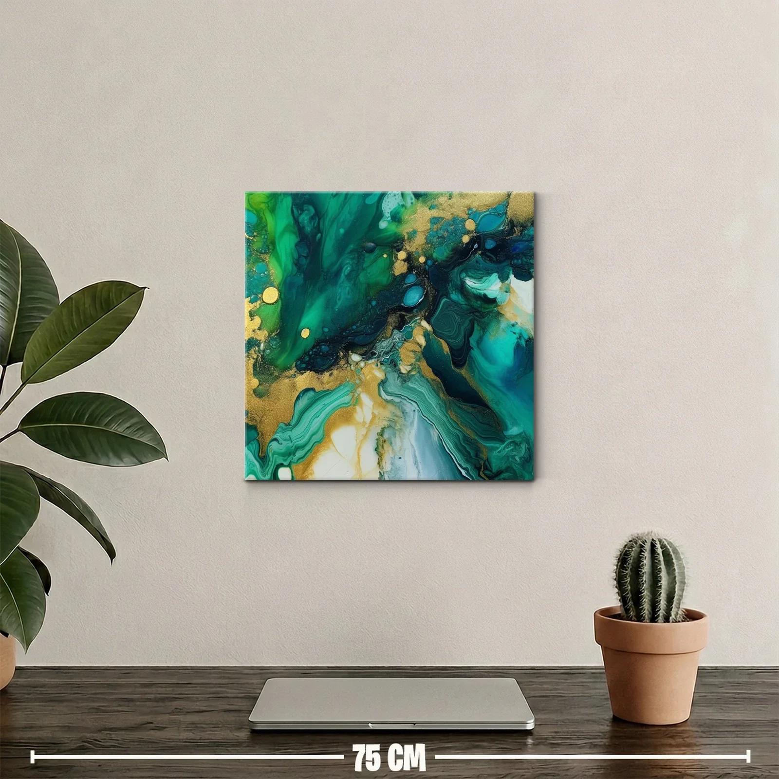 Arte abstracto en tonos verdes y dorados vibrantes — miniatura 2