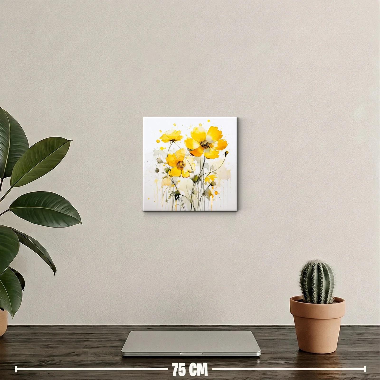 Cuadro decorativo con flores amarillas vibrantes y suaves — miniatura 2