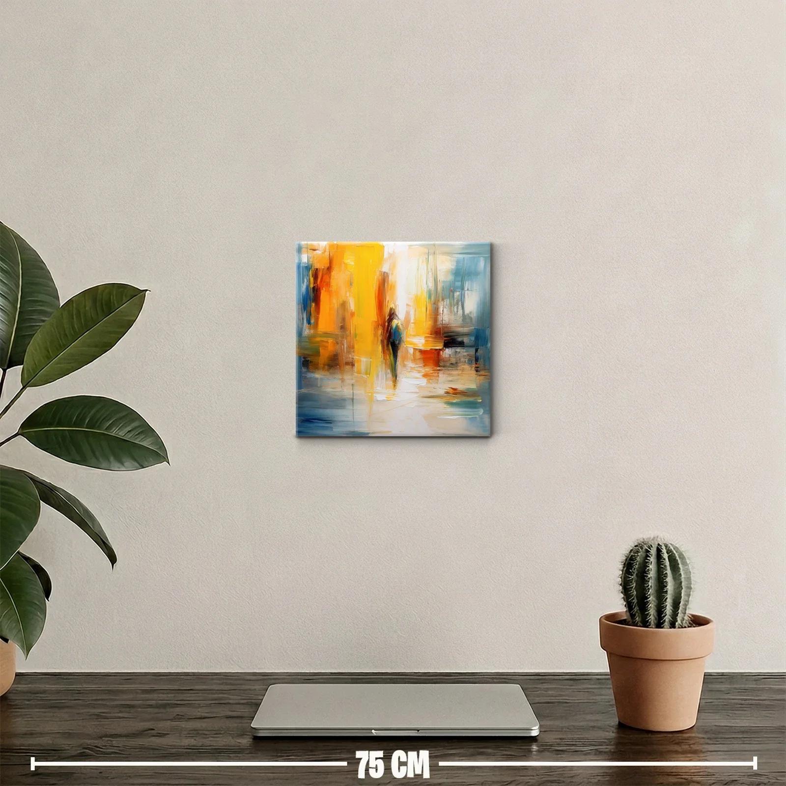 Cuadro abstracto con vibrantes tonos amarillos y azules — miniatura 2