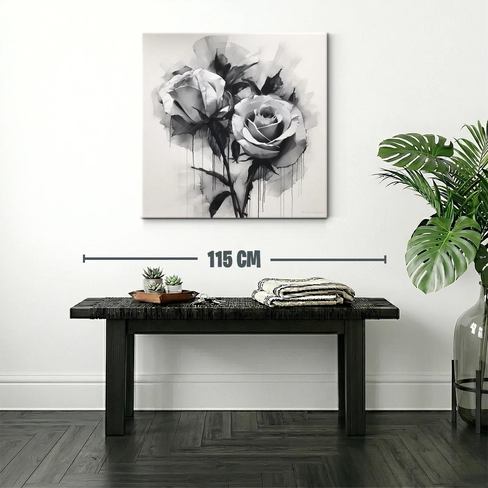 Rosas en blanco y negro con efecto acuarela moderna — miniatura 2