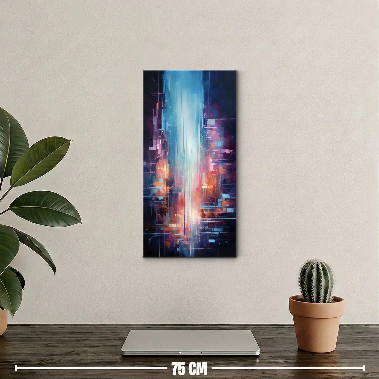 Cuadro columna de luz con brillos coral y turquesa — miniatura 2