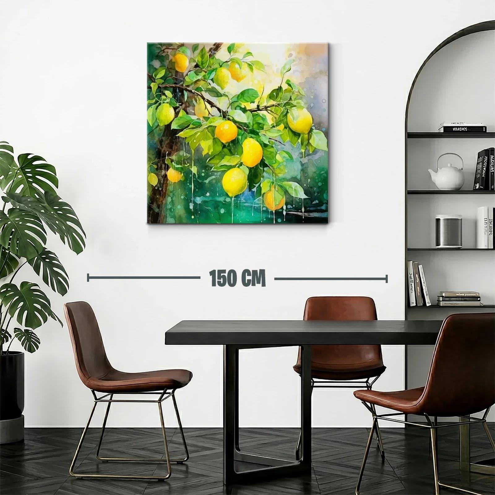 Cuadro con limones vibrantes en ramas verdes frescas — miniatura 2