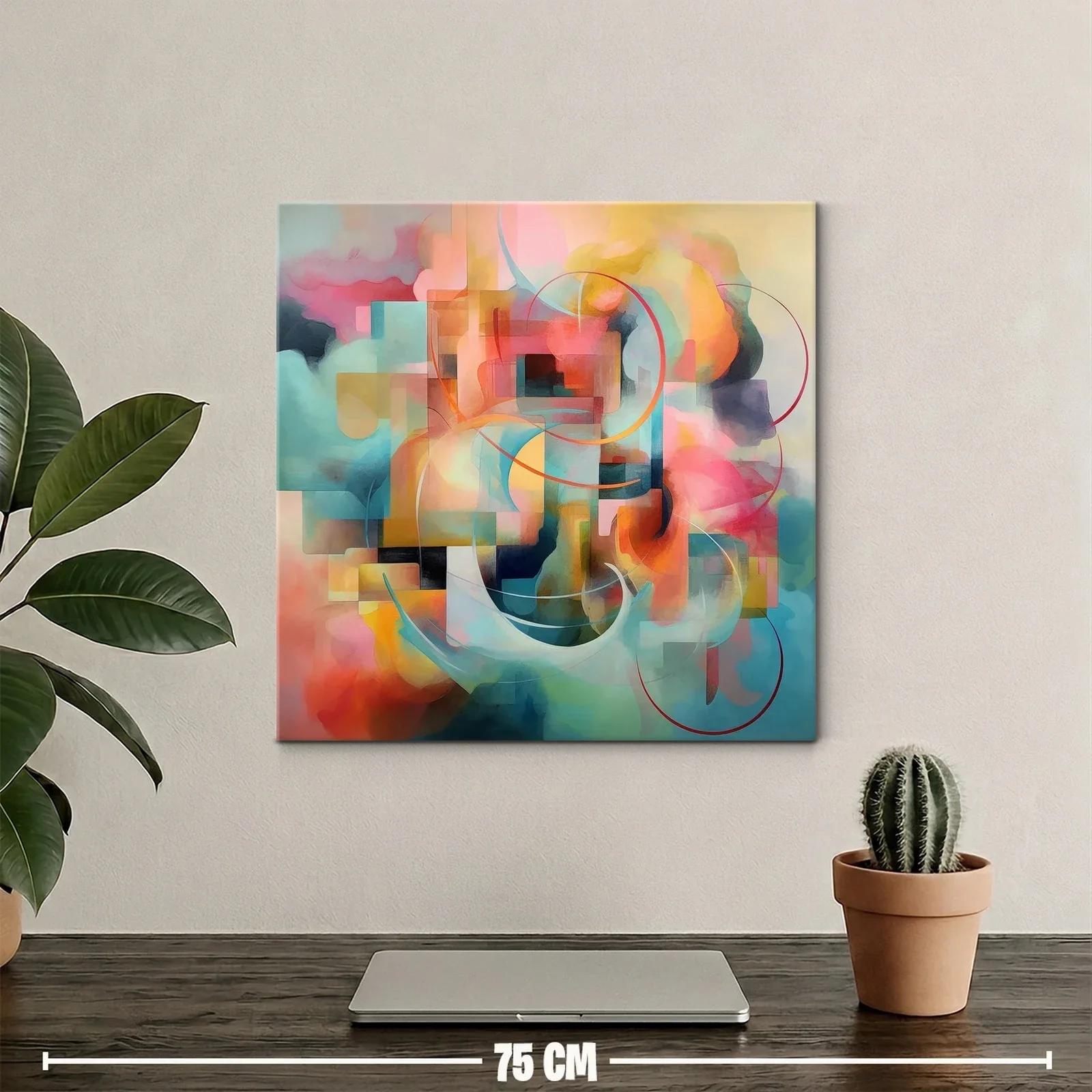 Composición abstracta con tonos cálidos y fríos entrelazados — miniatura 2